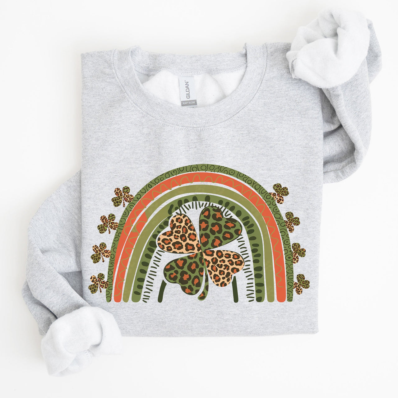 Leopard Rainbow Shamrock St Patrick's Day Clover Lucky Irish Lucky Charm Sweatshirt