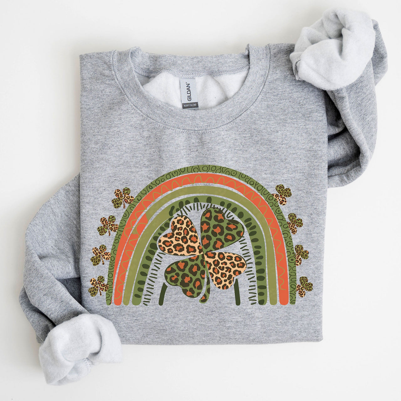 Leopard Rainbow Shamrock St Patrick's Day Clover Lucky Irish Lucky Charm Sweatshirt