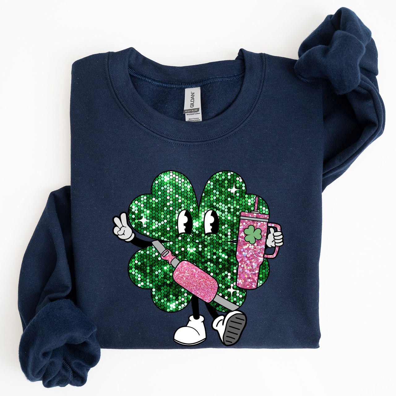 Sparkle Shamrock Faux Glitter Tumbler Clover Irish Lucky Charm St Patrick's Day Sweatshirt