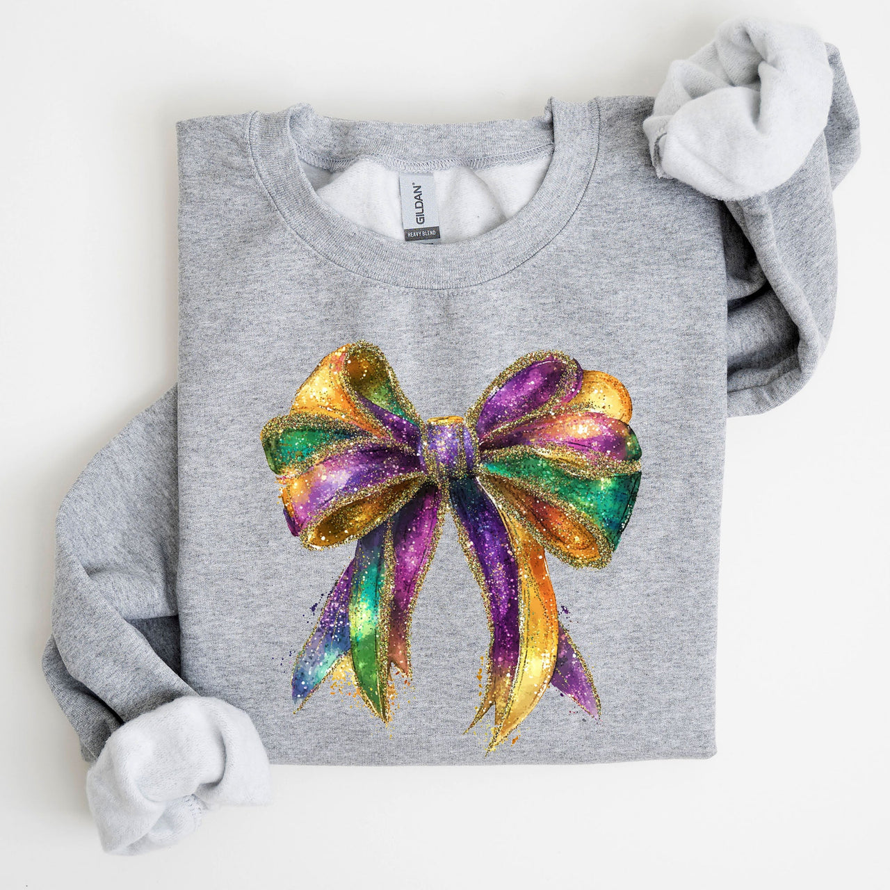 Mardi Gras Bow Coquette Carnival Fleur de Lis Fat Tuesday Parade Celebration Sweatshirt