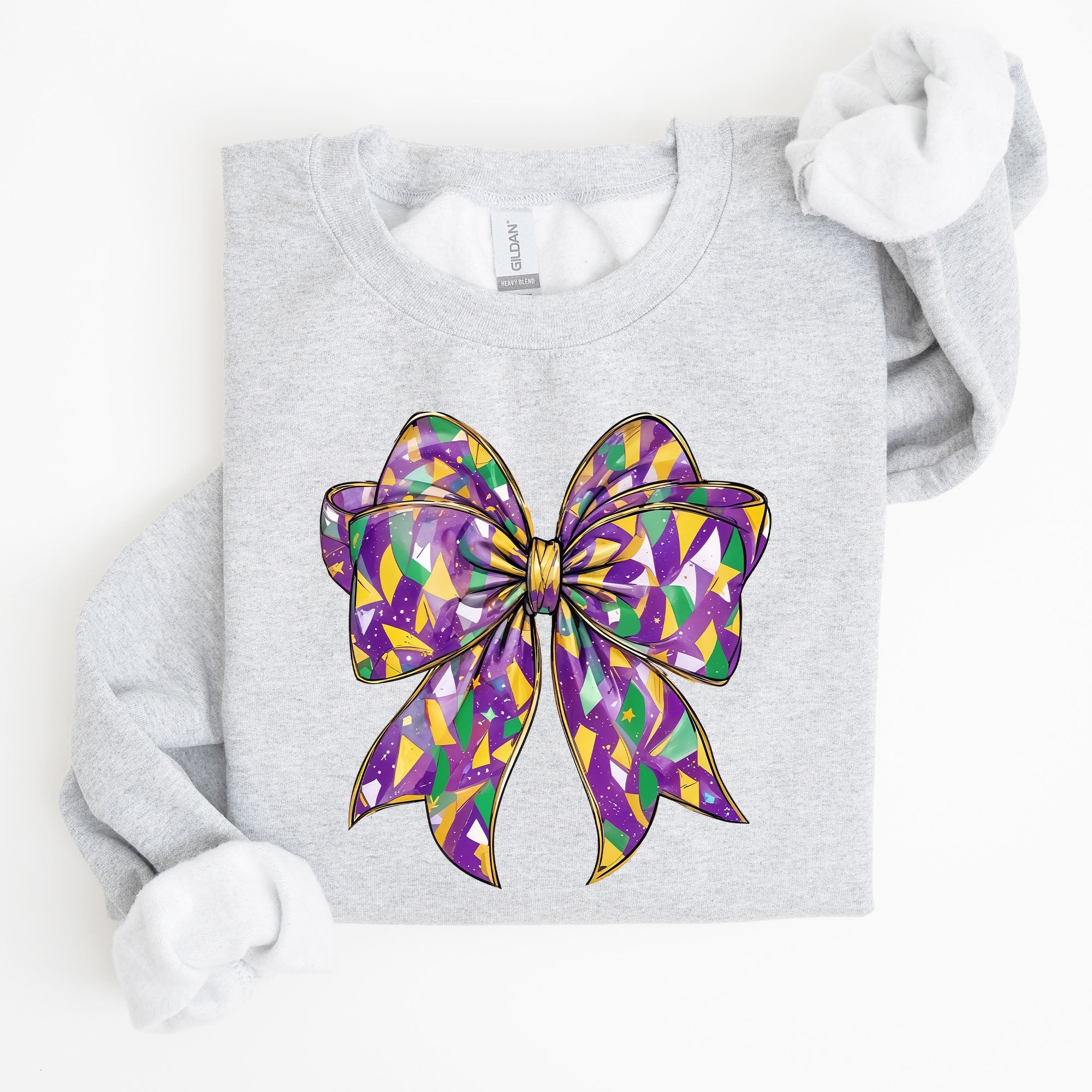Mardi Gras Coquette Bow Carnival Fleur de Lis Fat Tuesday Parade Extravaganza Sweatshirt