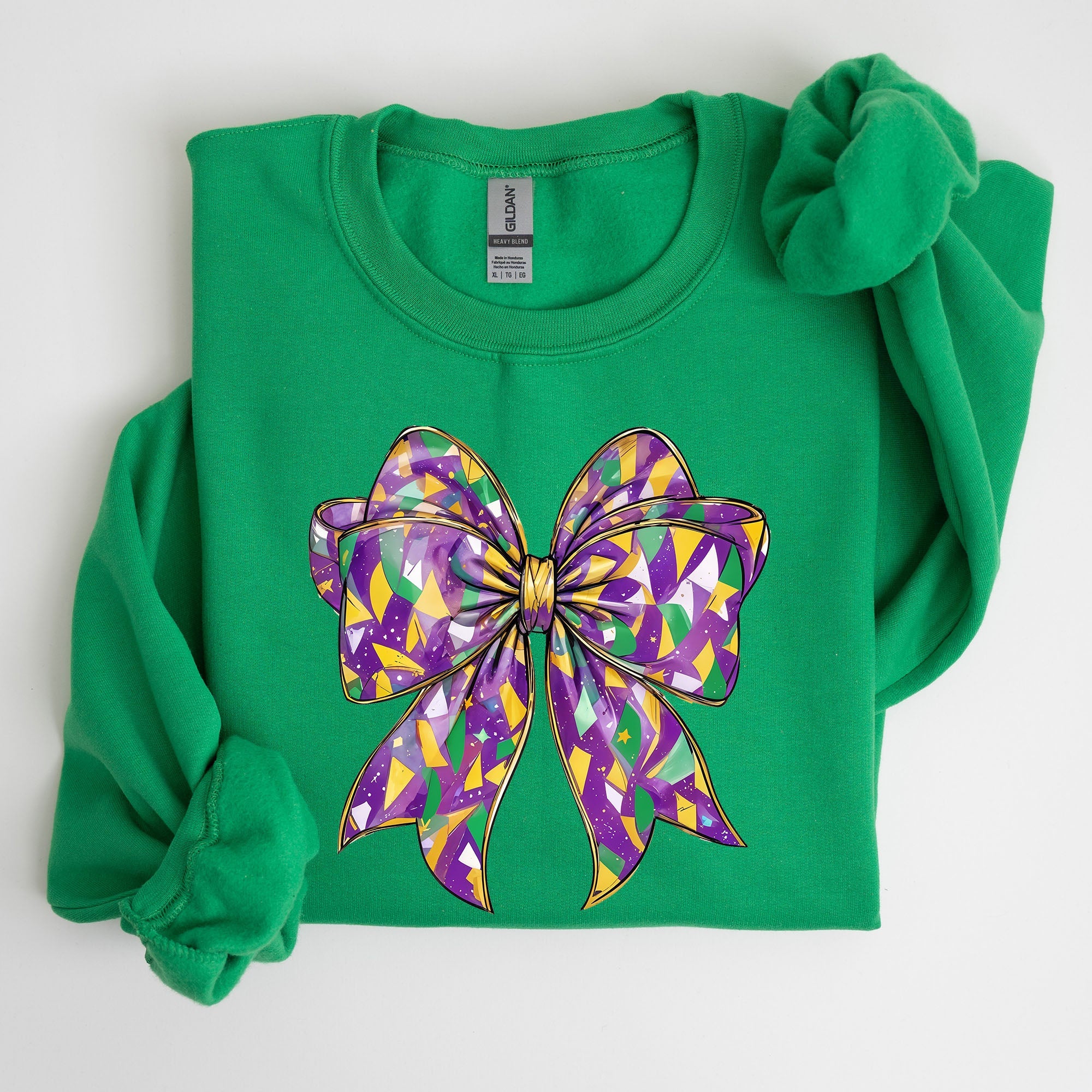 Mardi Gras Coquette Bow Carnival Fleur de Lis Fat Tuesday Parade Extravaganza Sweatshirt