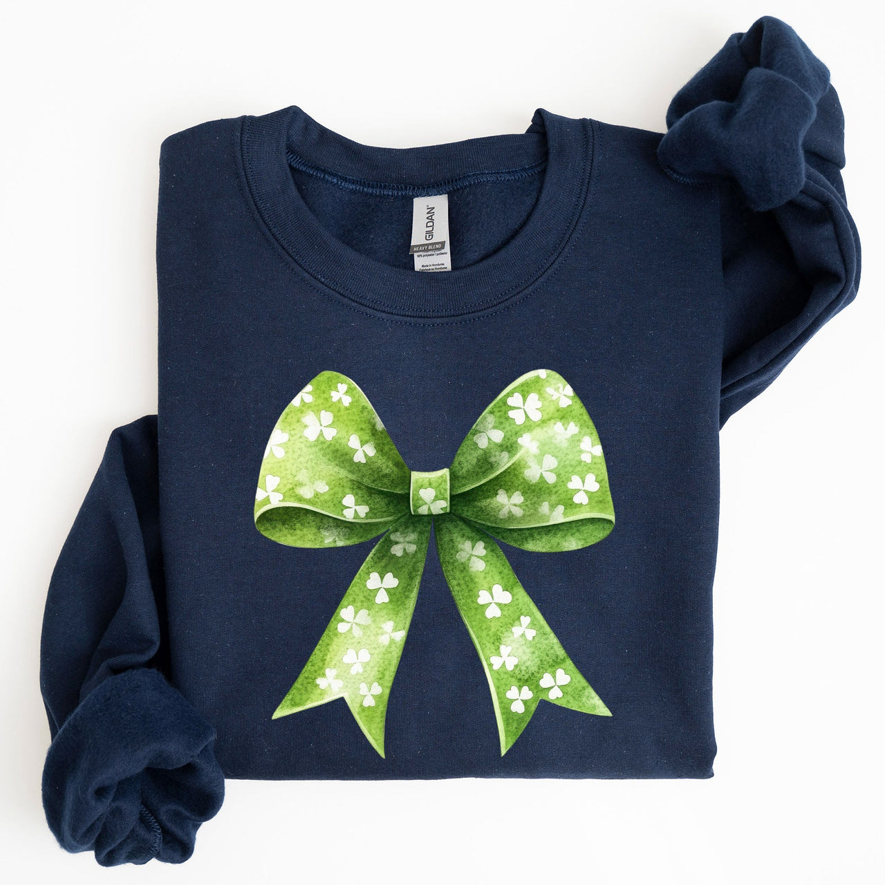 Vintage Coquette Bow Shamrock Clover Lucky Irish Lucky Charm St Patrick's Day Sweatshirt