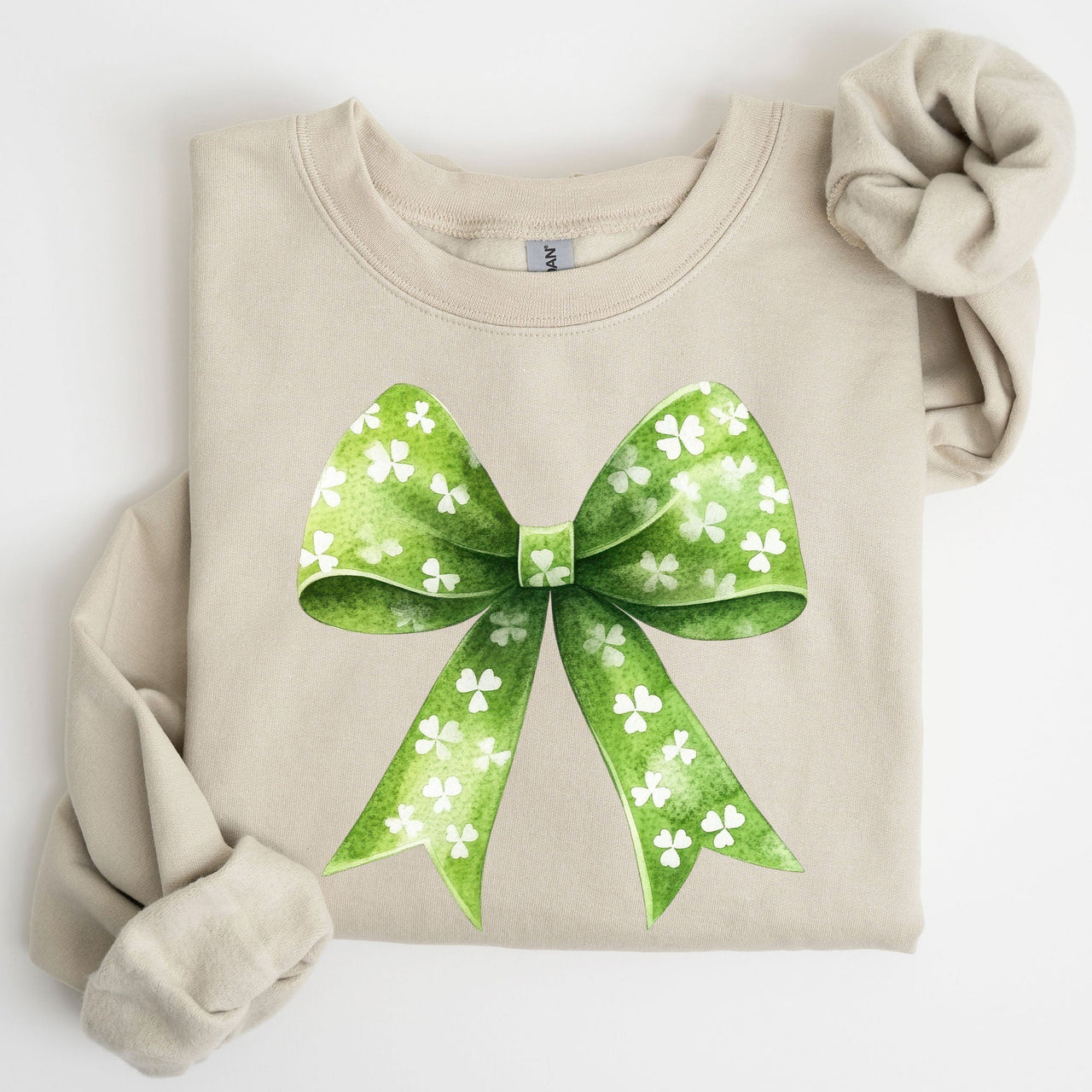 Vintage Coquette Bow Shamrock Clover Lucky Irish Lucky Charm St Patrick's Day Sweatshirt