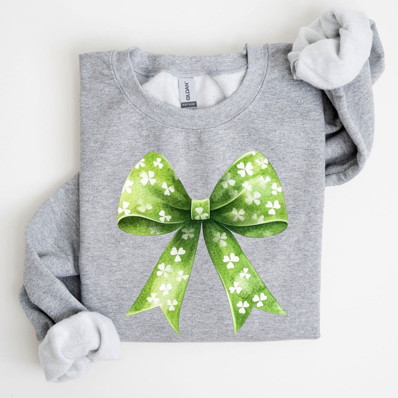 Vintage Coquette Bow Shamrock Clover Lucky Irish Lucky Charm St Patrick's Day Sweatshirt