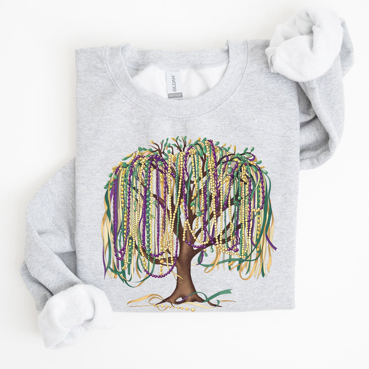 Bead Tree Mardi Gras Coquette Carnival Fleur de Lis Fat Tuesday Parade Sweatshirt
