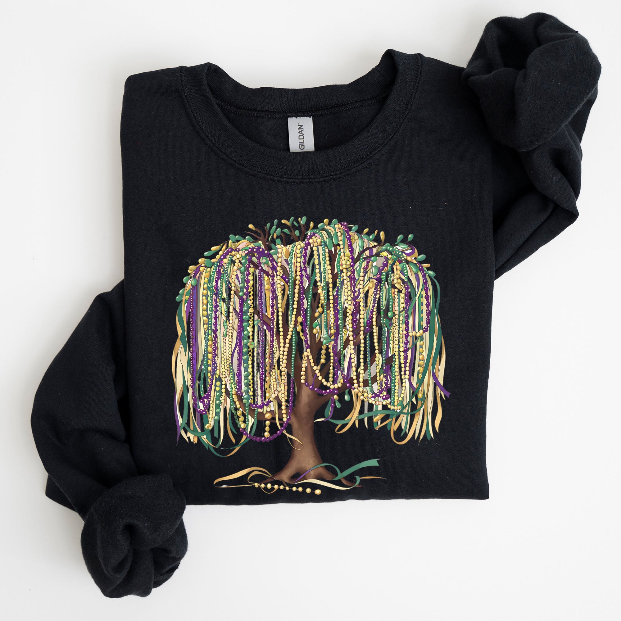 Bead Tree Mardi Gras Coquette Carnival Fleur de Lis Fat Tuesday Parade Sweatshirt