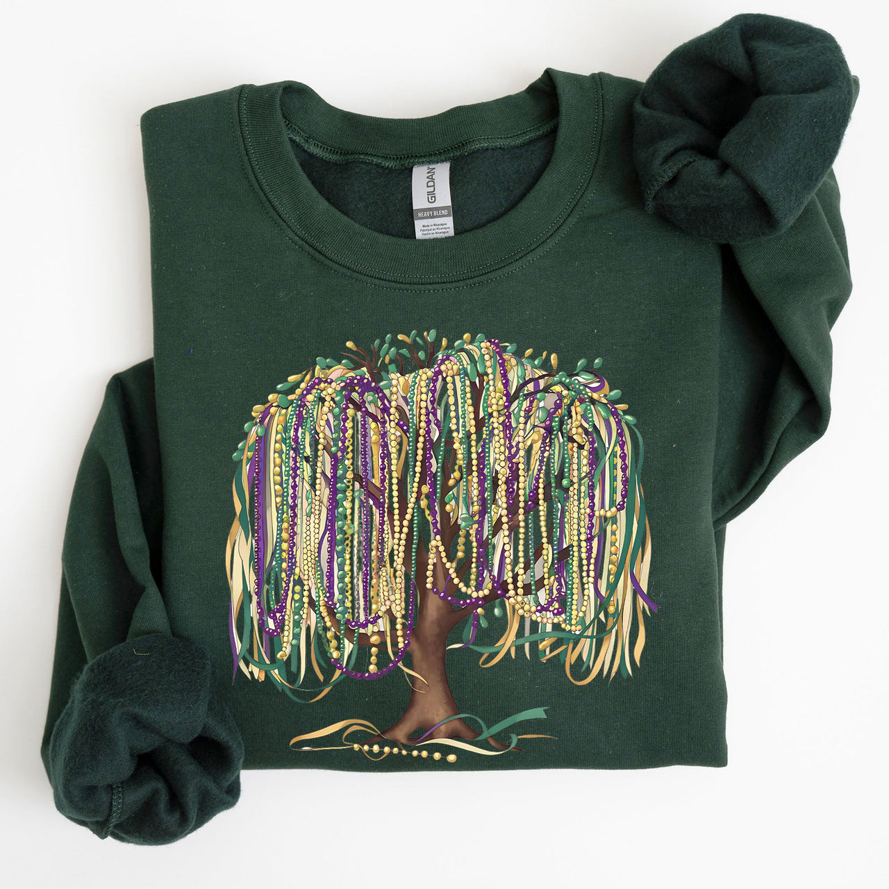 Bead Tree Mardi Gras Coquette Carnival Fleur de Lis Fat Tuesday Parade Sweatshirt