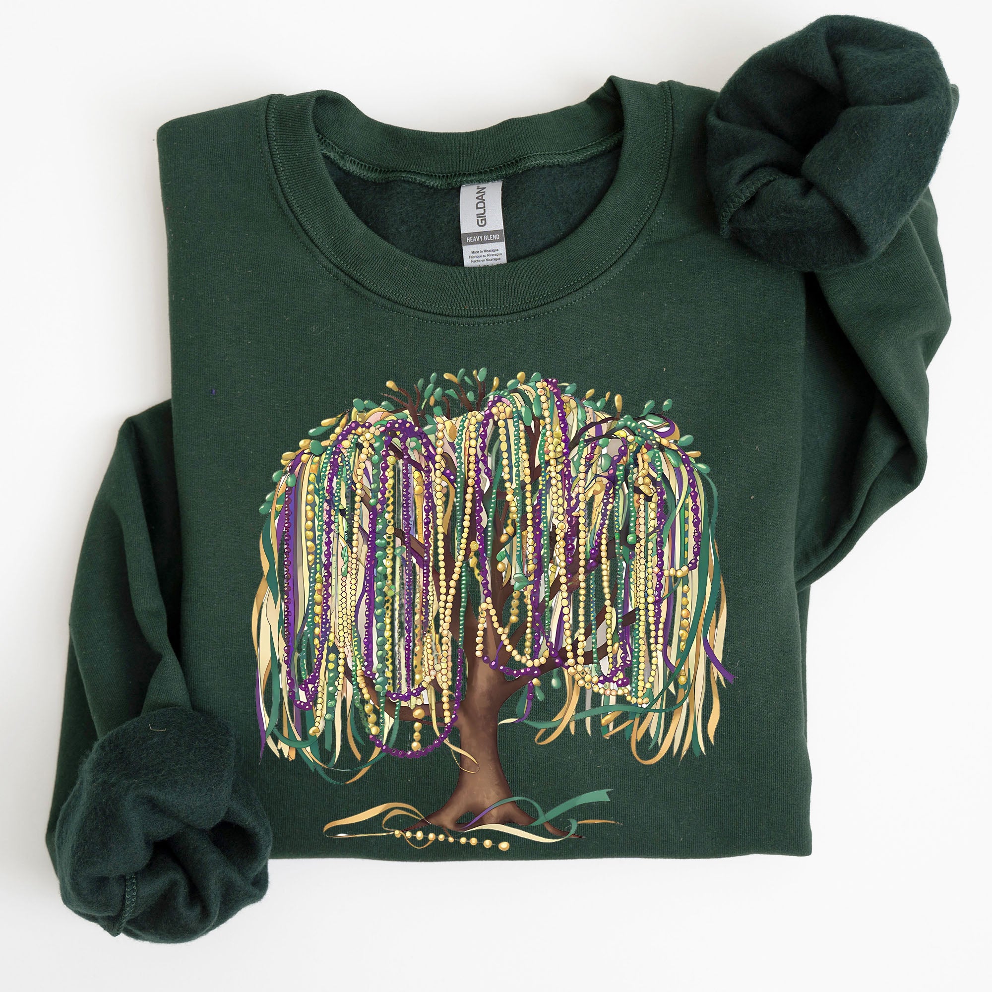 Bead Tree Mardi Gras Coquette Carnival Fleur de Lis Fat Tuesday Parade Sweatshirt