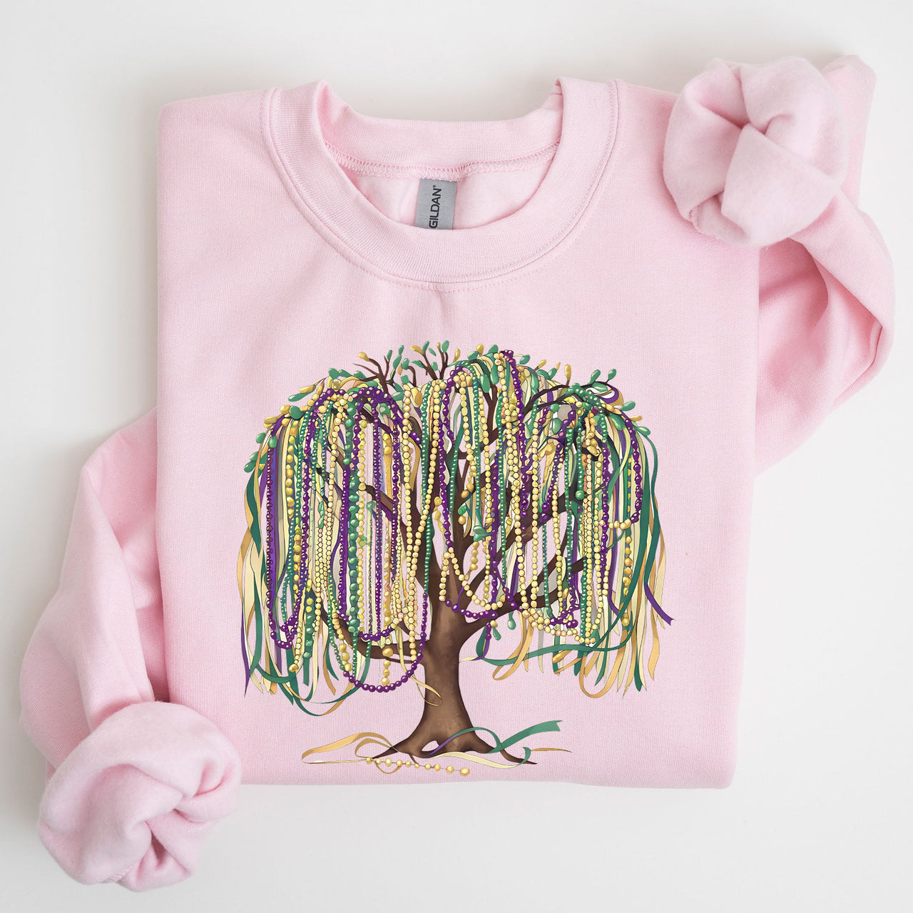 Bead Tree Mardi Gras Coquette Carnival Fleur de Lis Fat Tuesday Parade Sweatshirt