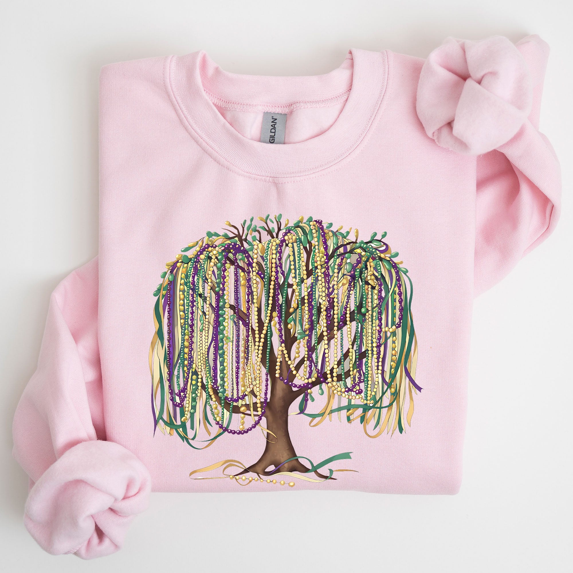 Bead Tree Mardi Gras Coquette Carnival Fleur de Lis Fat Tuesday Parade Sweatshirt