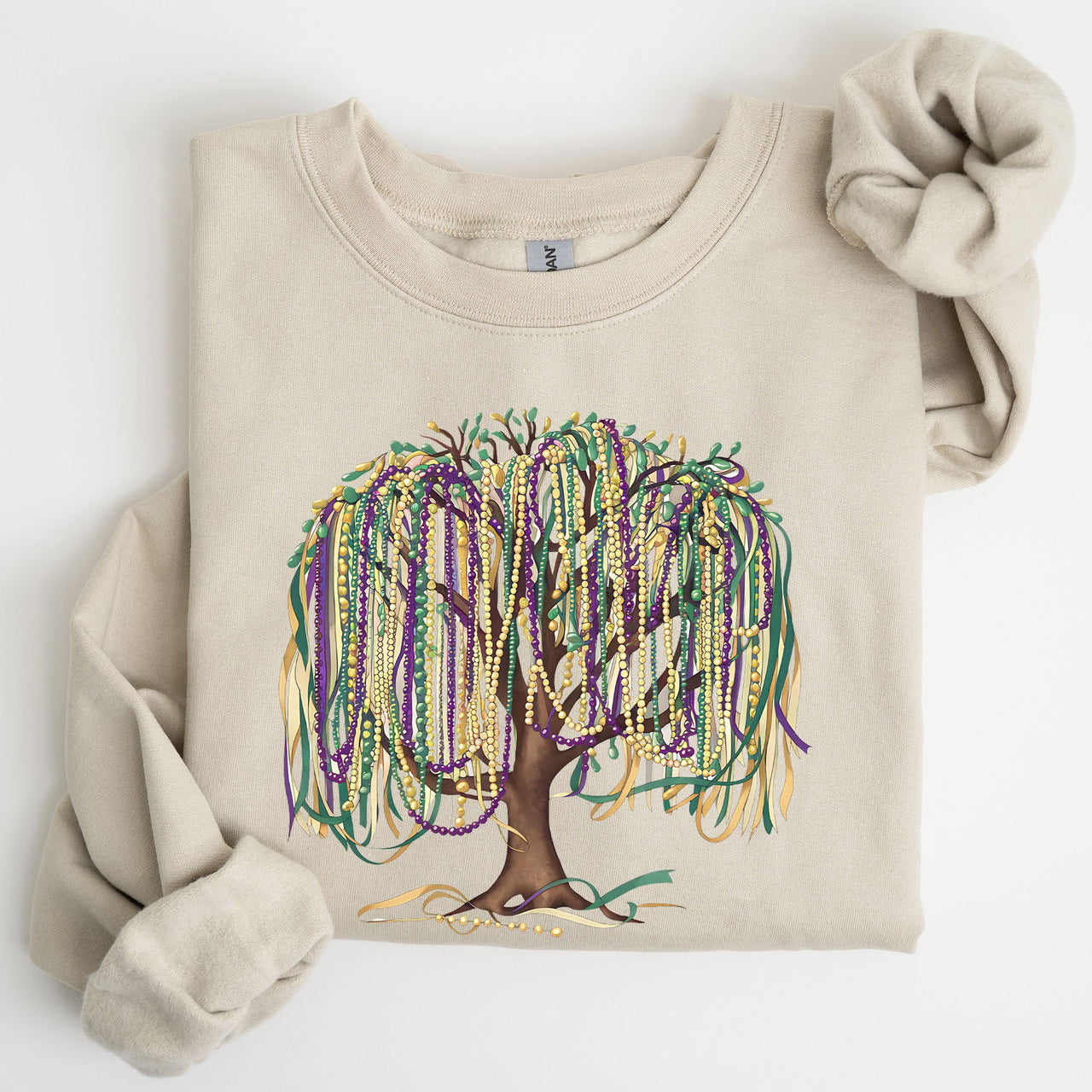 Bead Tree Mardi Gras Coquette Carnival Fleur de Lis Fat Tuesday Parade Sweatshirt
