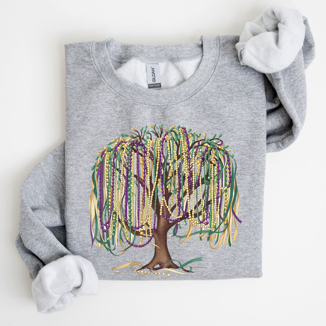Bead Tree Mardi Gras Coquette Carnival Fleur de Lis Fat Tuesday Parade Sweatshirt