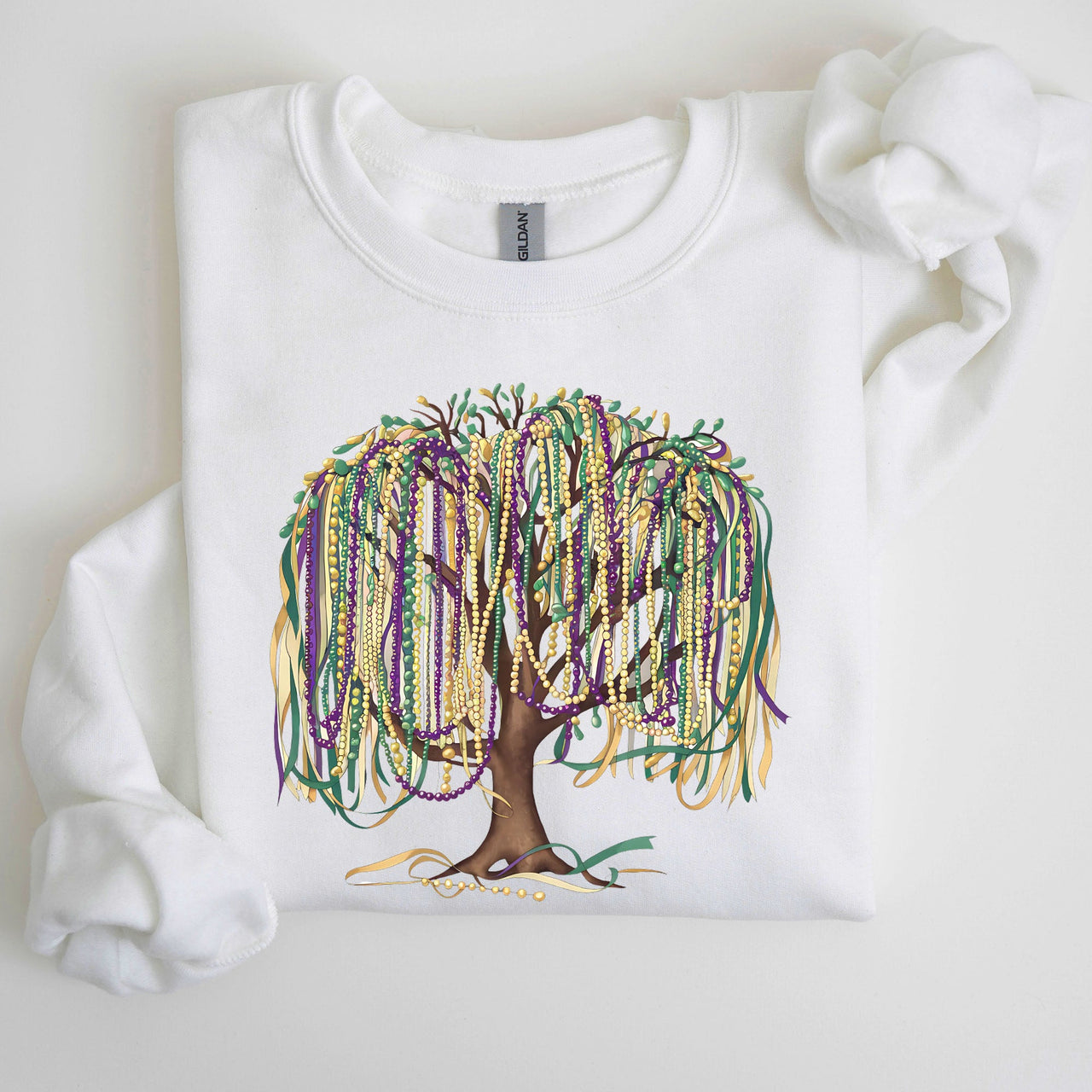 Bead Tree Mardi Gras Coquette Carnival Fleur de Lis Fat Tuesday Parade Sweatshirt