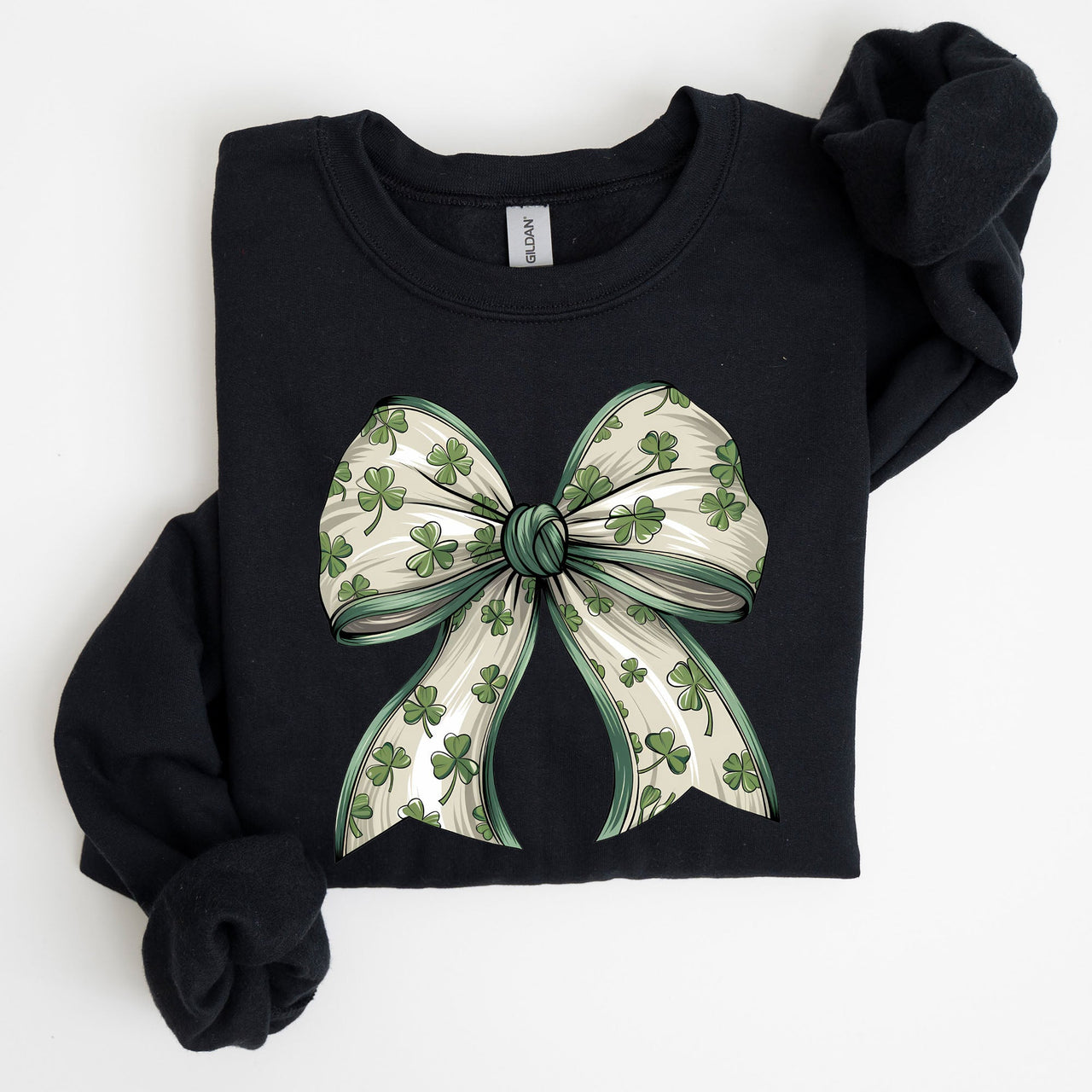 Coquette Lucky Bow Shamrock Clover Irish Lucky Charm St Patrick's Day Sweatshirt