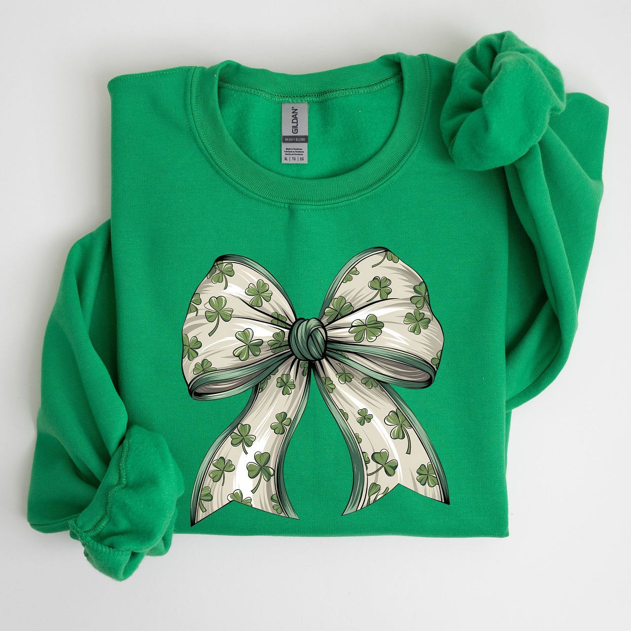 Coquette Lucky Bow Shamrock Clover Irish Lucky Charm St Patrick's Day Sweatshirt