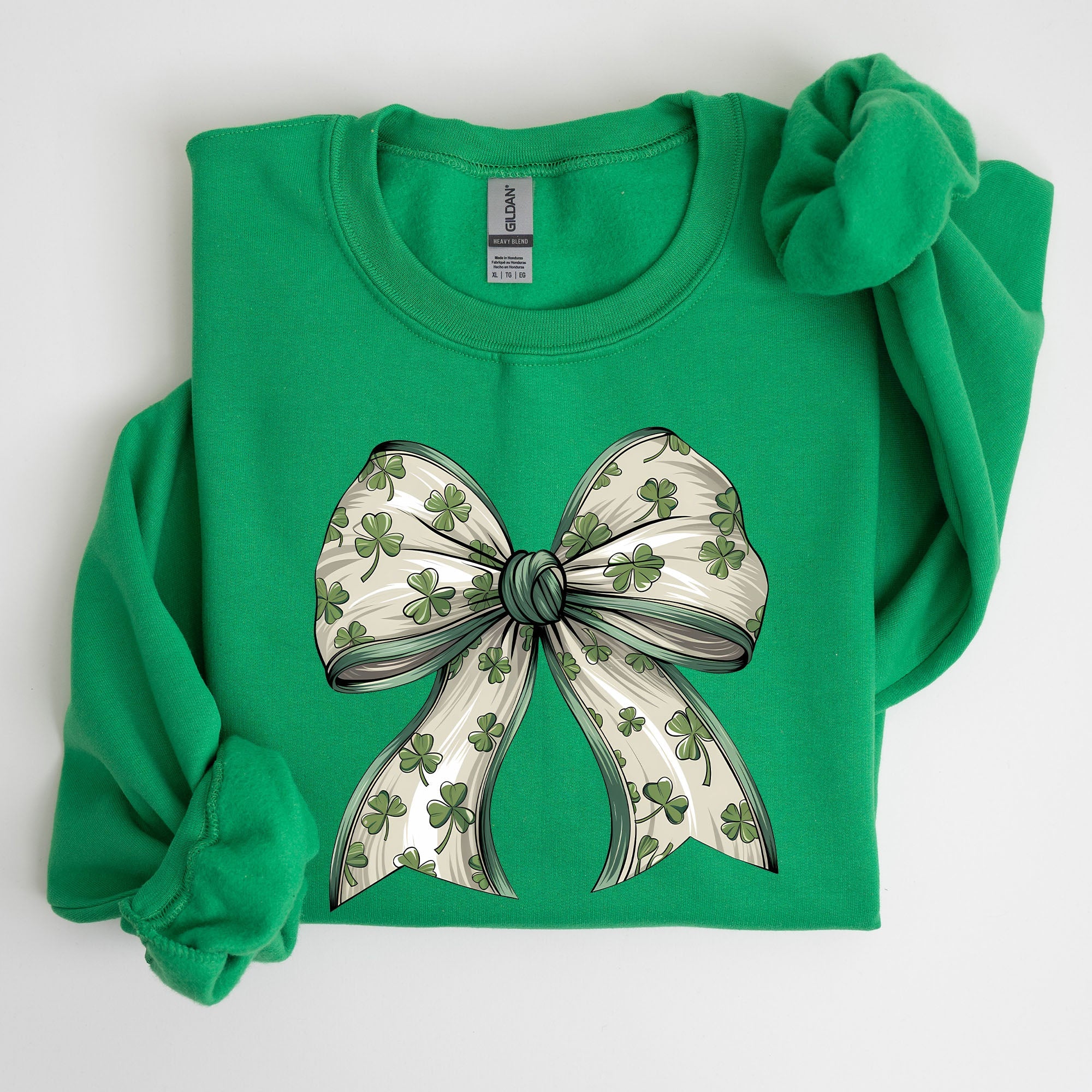 Coquette Lucky Bow Shamrock Clover Irish Lucky Charm St Patrick's Day Sweatshirt