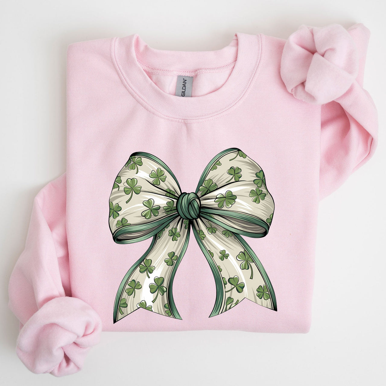 Coquette Lucky Bow Shamrock Clover Irish Lucky Charm St Patrick's Day Sweatshirt