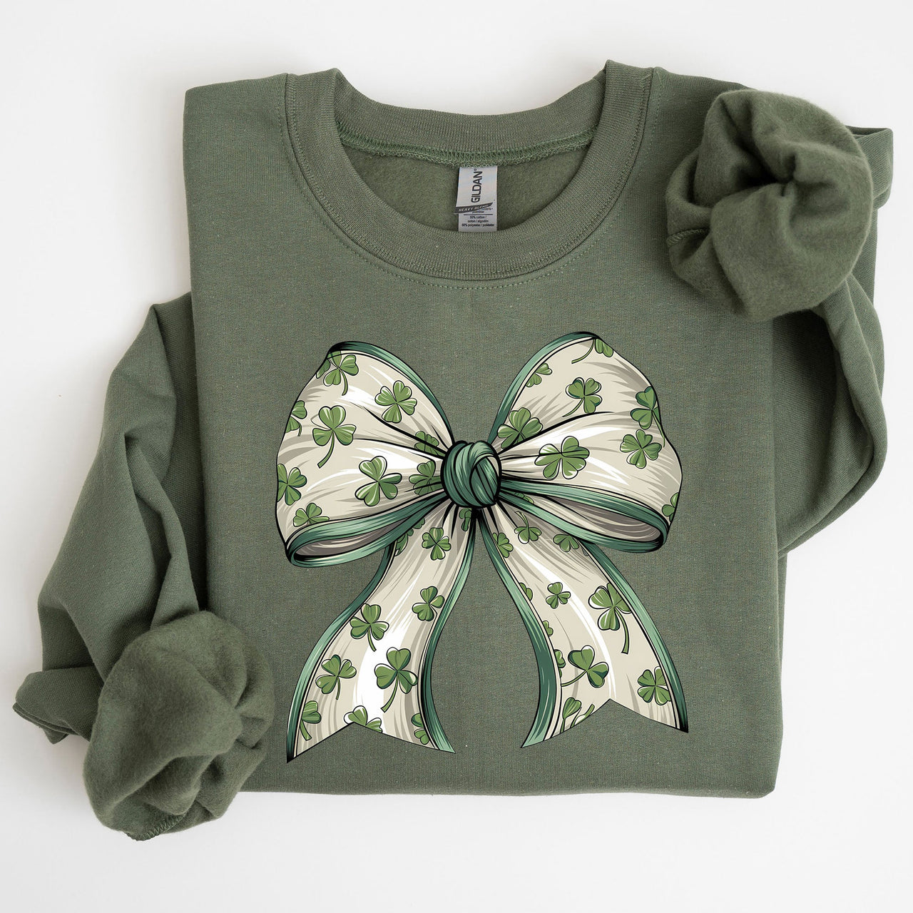 Coquette Lucky Bow Shamrock Clover Irish Lucky Charm St Patrick's Day Sweatshirt