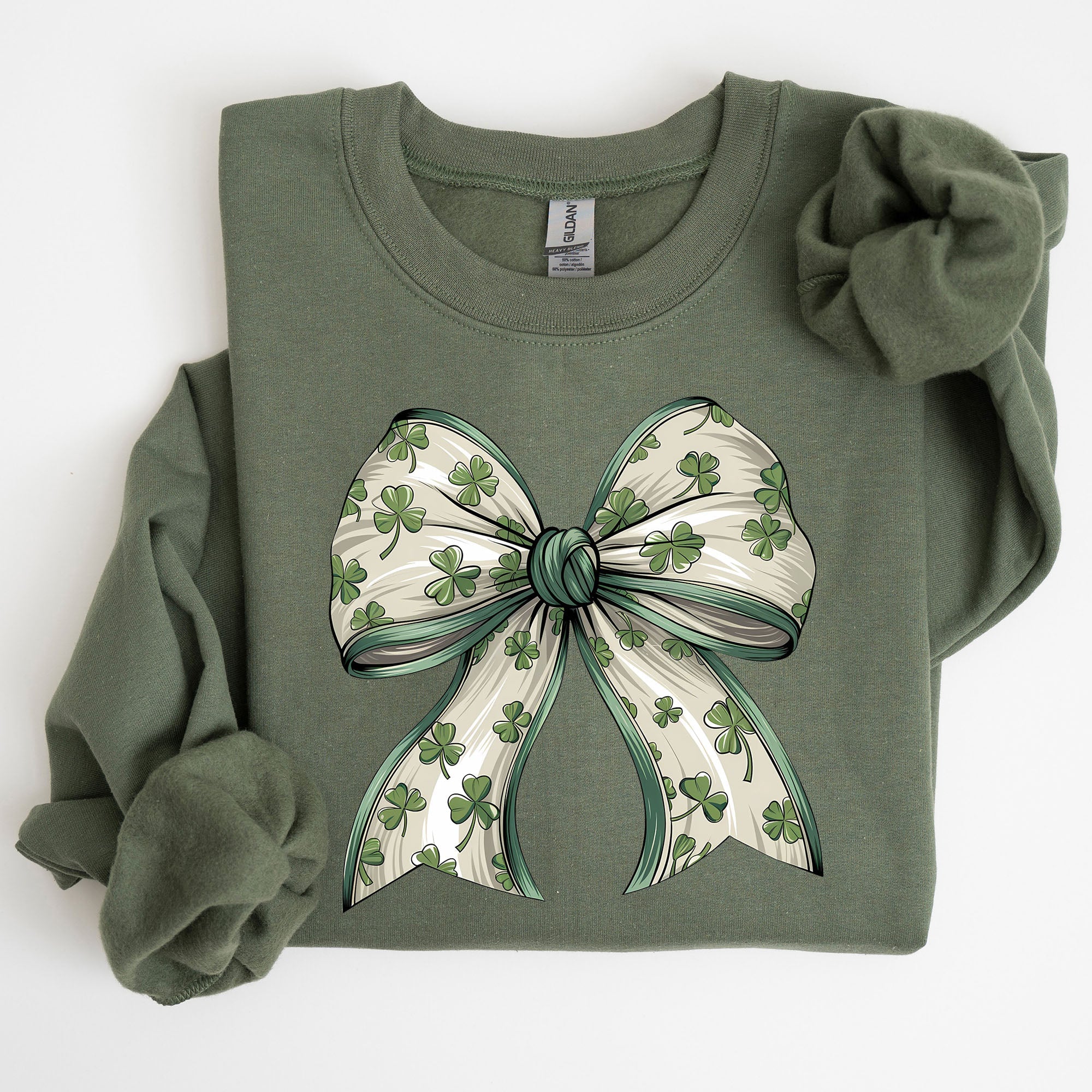 Coquette Lucky Bow Shamrock Clover Irish Lucky Charm St Patrick's Day Sweatshirt
