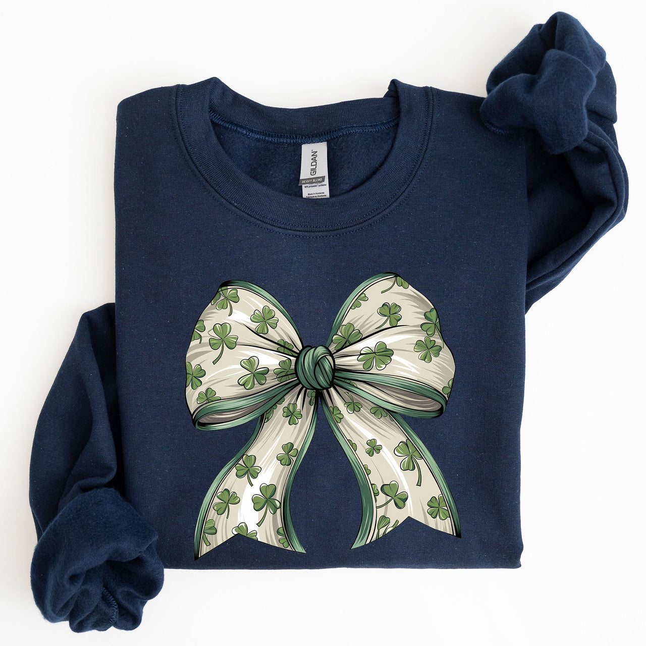 Coquette Lucky Bow Shamrock Clover Irish Lucky Charm St Patrick's Day Sweatshirt