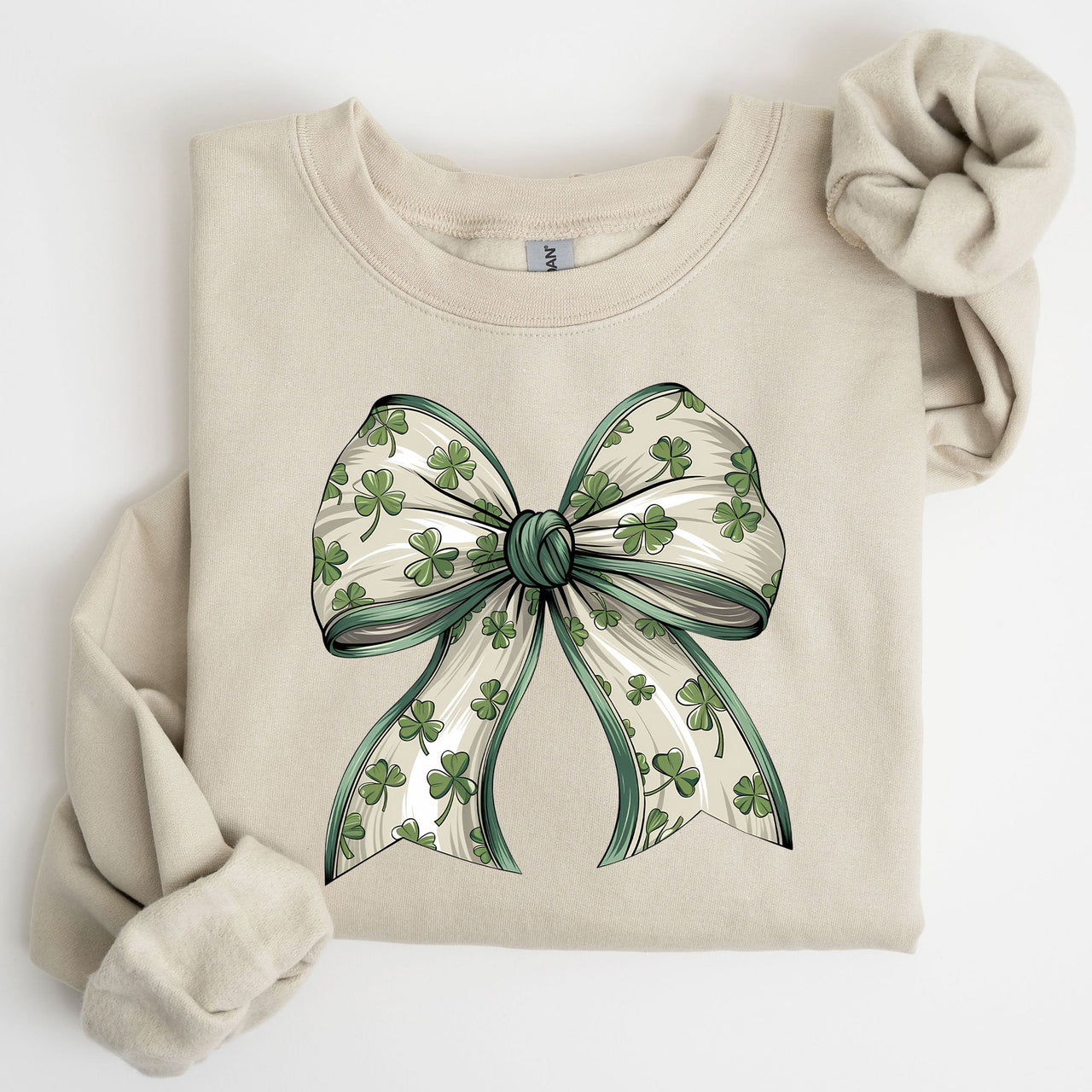 Coquette Lucky Bow Shamrock Clover Irish Lucky Charm St Patrick's Day Sweatshirt