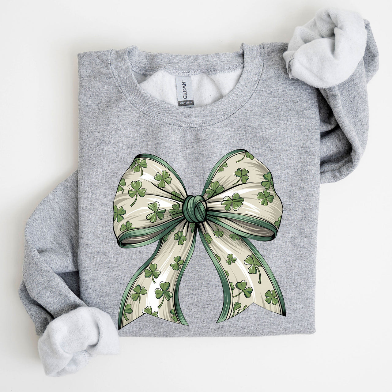 Coquette Lucky Bow Shamrock Clover Irish Lucky Charm St Patrick's Day Sweatshirt