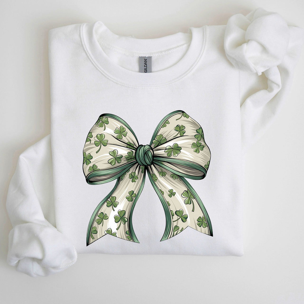 Coquette Lucky Bow Shamrock Clover Irish Lucky Charm St Patrick's Day Sweatshirt