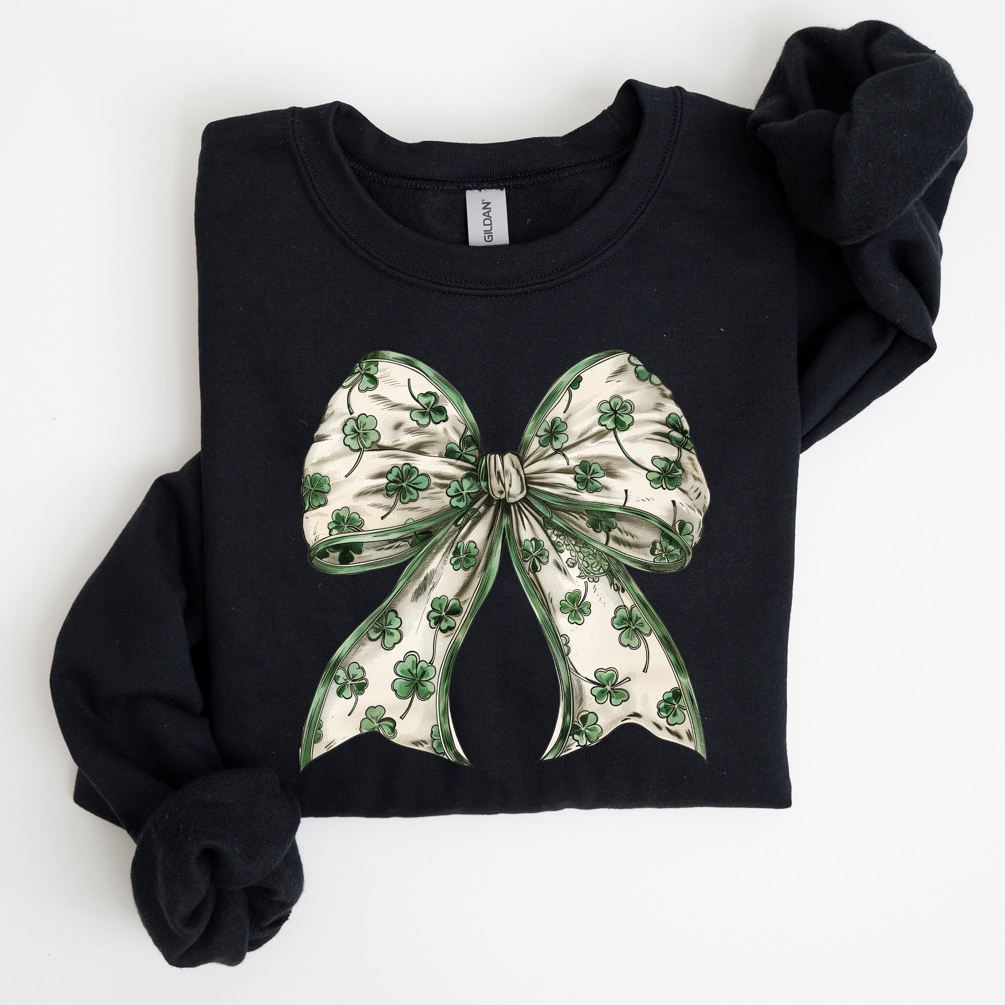 St Paddy's Day Coquette Bow Shamrock Clover Irish Lucky Lucky Charm St Patrick's Day Sweatshirt