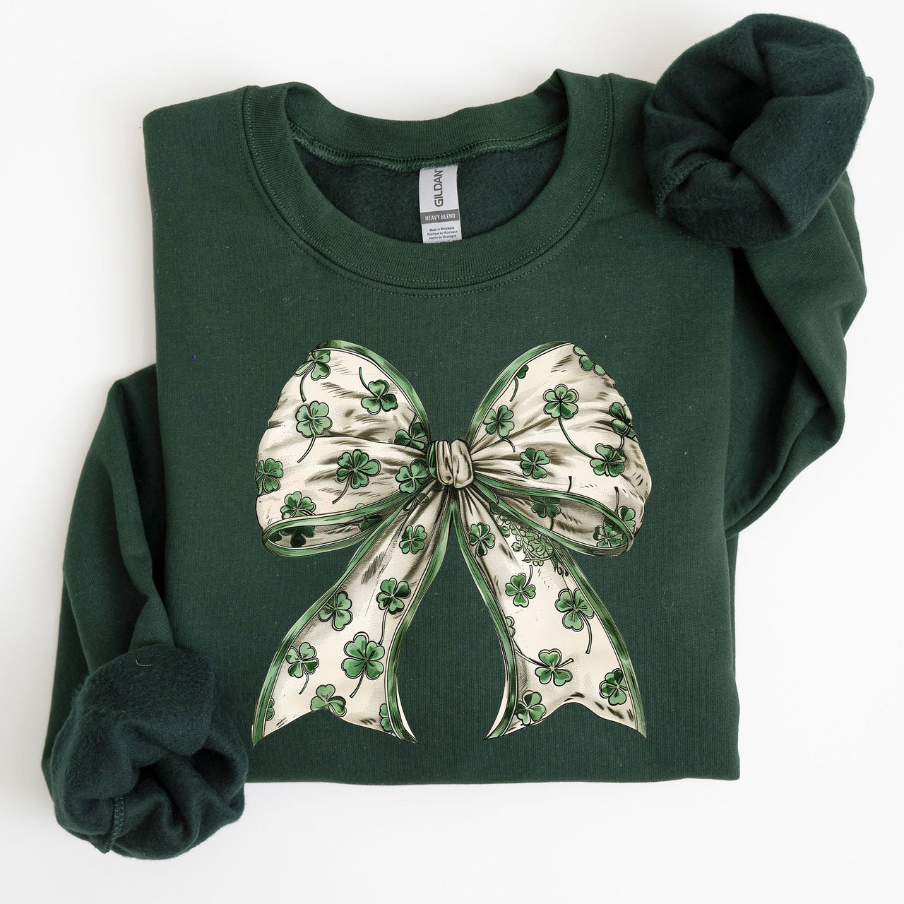 St Paddy's Day Coquette Bow Shamrock Clover Irish Lucky Lucky Charm St Patrick's Day Sweatshirt