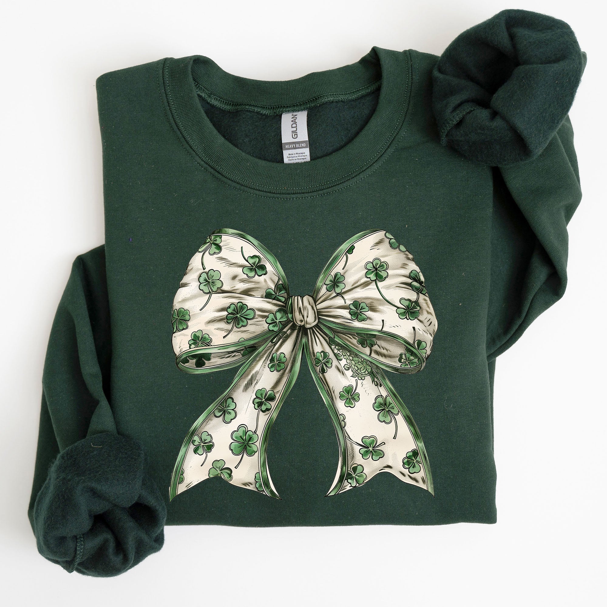 St Paddy's Day Coquette Bow Shamrock Clover Irish Lucky Lucky Charm St Patrick's Day Sweatshirt