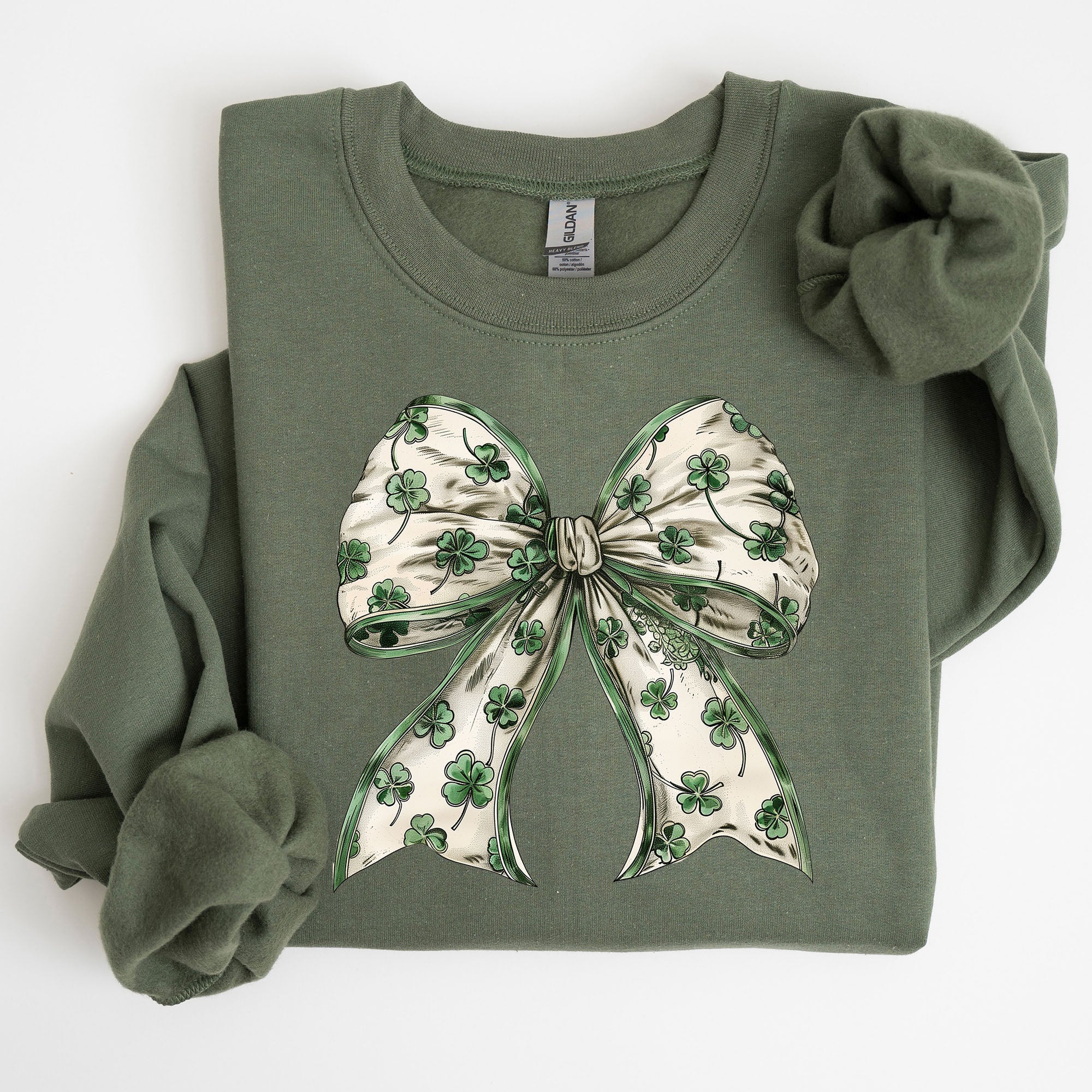 St Paddy's Day Coquette Bow Shamrock Clover Irish Lucky Lucky Charm St Patrick's Day Sweatshirt