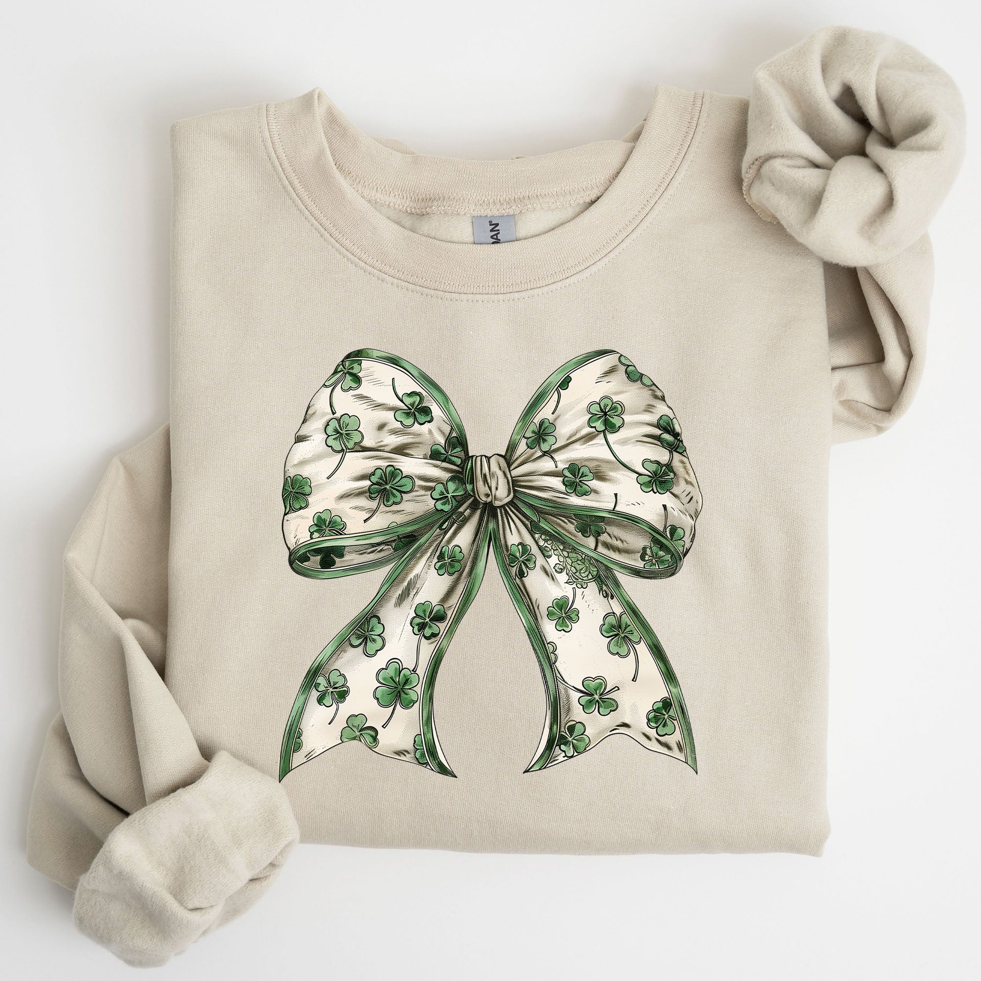 St Paddy's Day Coquette Bow Shamrock Clover Irish Lucky Lucky Charm St Patrick's Day Sweatshirt
