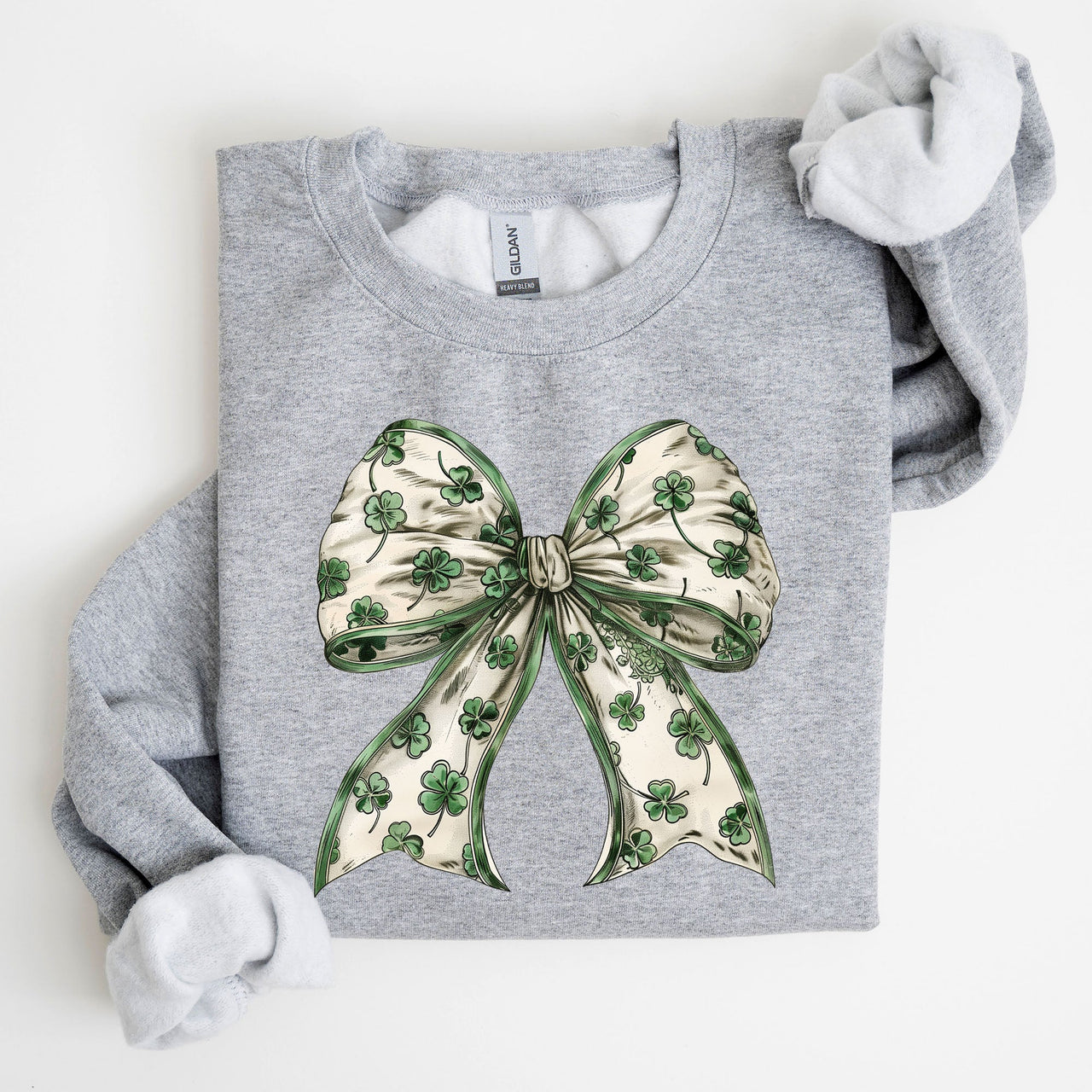 St Paddy's Day Coquette Bow Shamrock Clover Irish Lucky Lucky Charm St Patrick's Day Sweatshirt