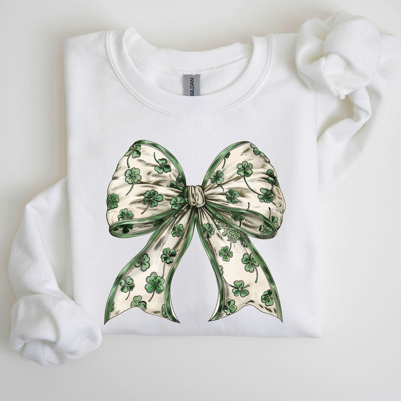 St Paddy's Day Coquette Bow Shamrock Clover Irish Lucky Lucky Charm St Patrick's Day Sweatshirt