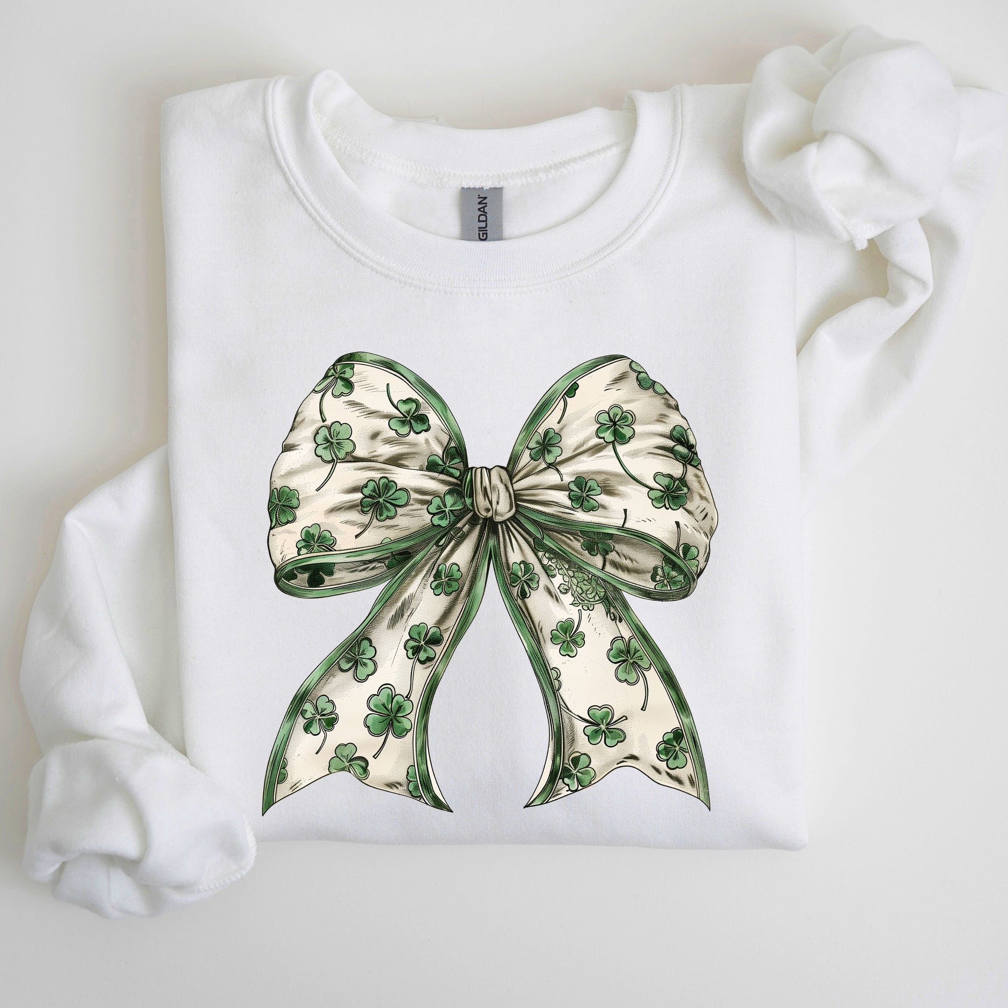 St Paddy's Day Coquette Bow Shamrock Clover Irish Lucky Lucky Charm St Patrick's Day Sweatshirt