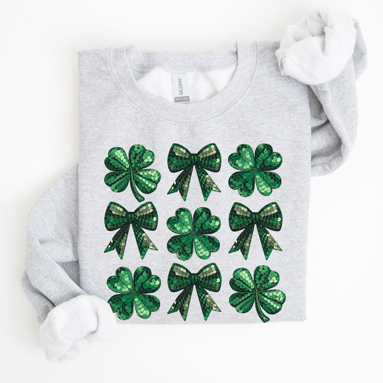St Patrick's Day Sequin Style Shamrock Clover Irish Lucky Charm Holiday Sweatshirt