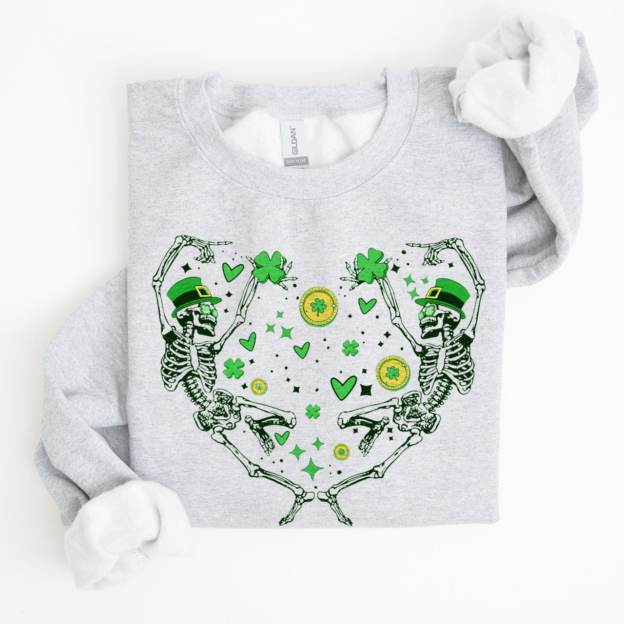 Dancing Skeletons Irish Lucky St Patrick's Day Clover Shamrock Charm Premium Sweatshirt