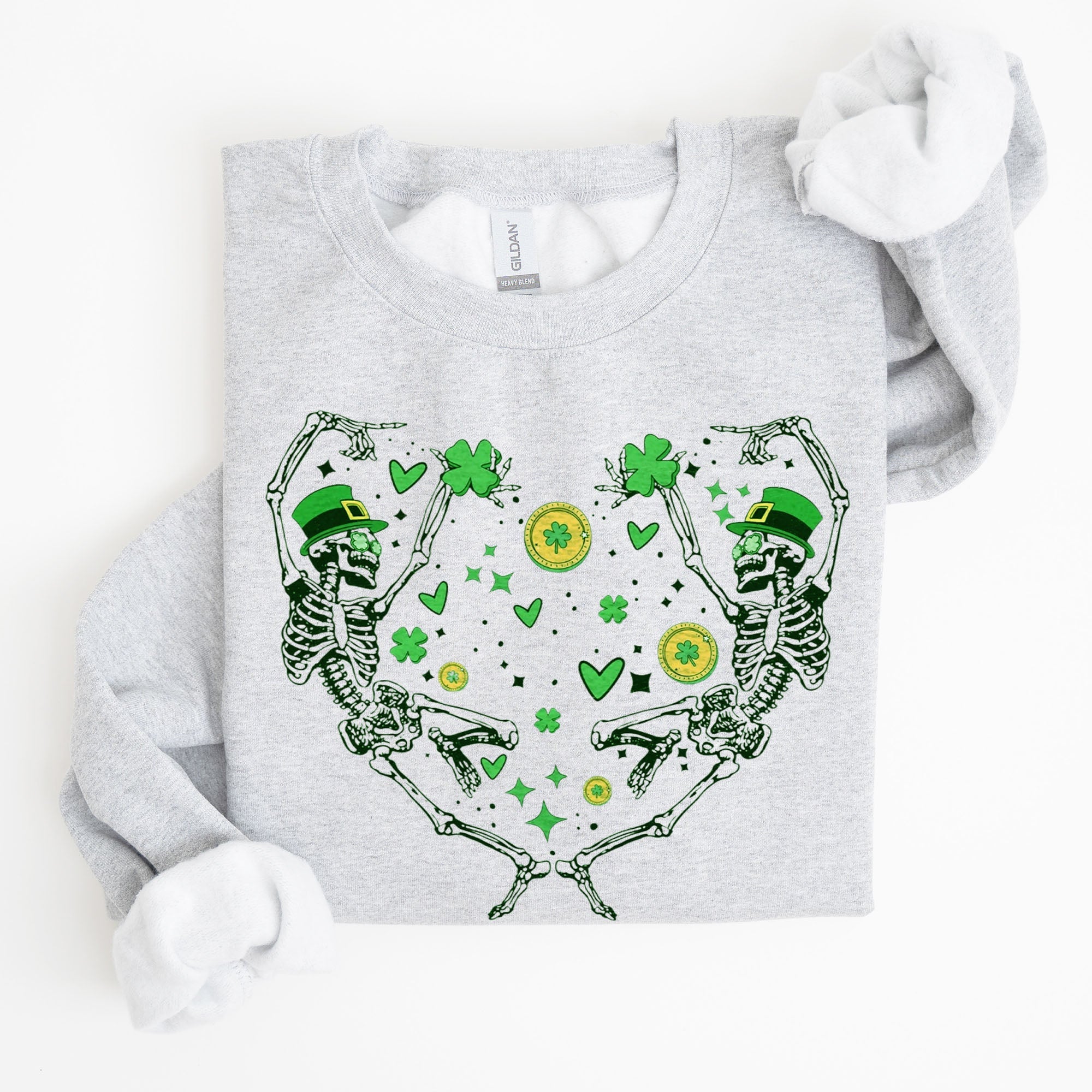 Dancing Skeletons Irish Lucky St Patrick's Day Clover Shamrock Charm Premium Sweatshirt