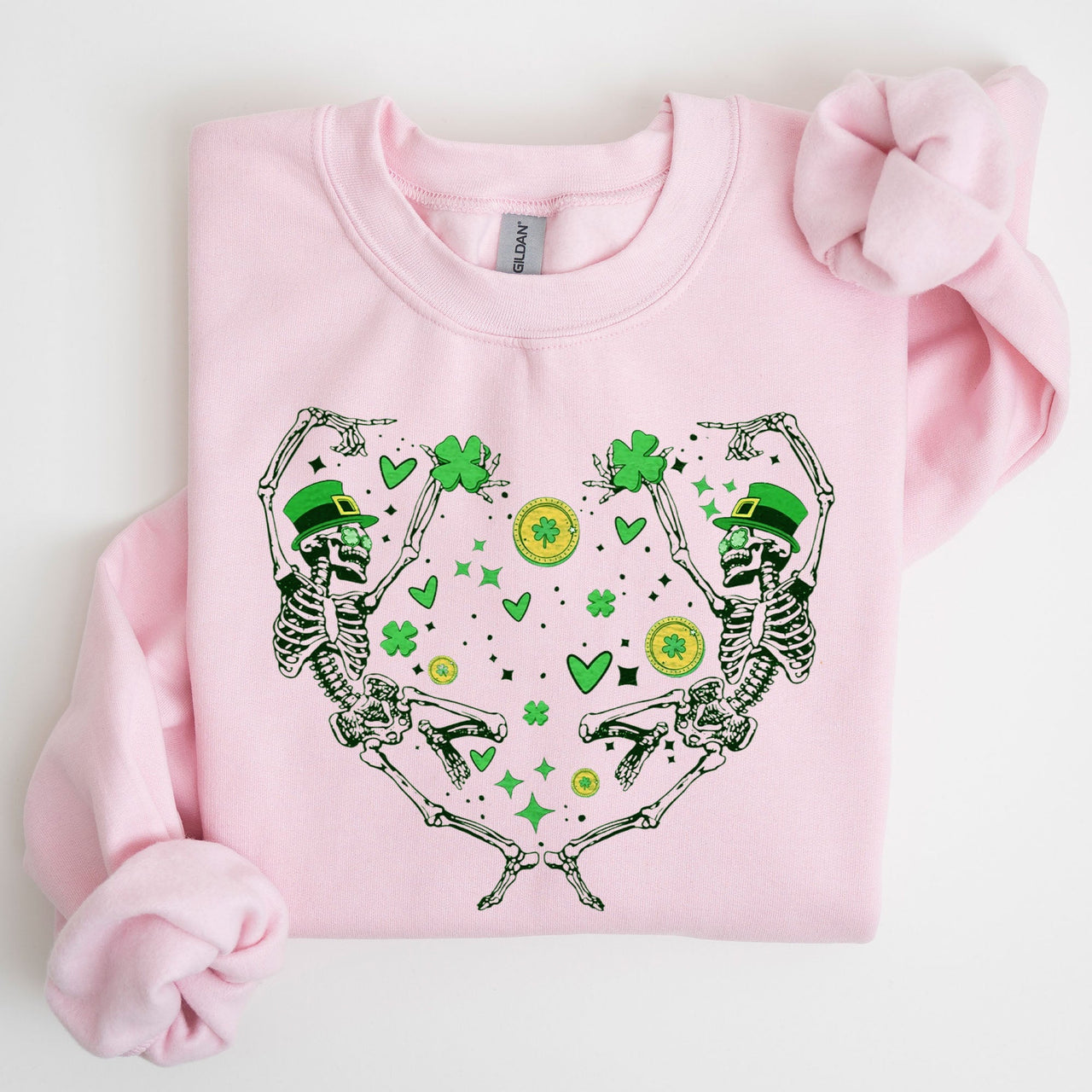 Dancing Skeletons Irish Lucky St Patrick's Day Clover Shamrock Charm Premium Sweatshirt