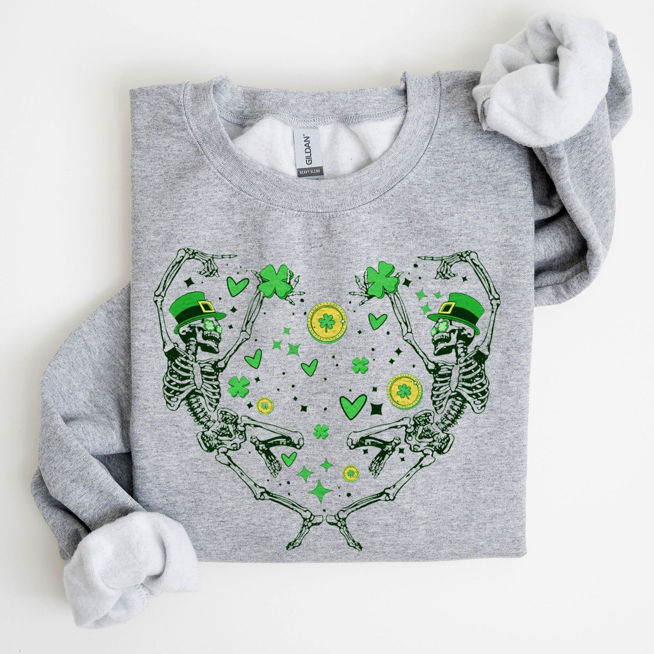 Dancing Skeletons Irish Lucky St Patrick's Day Clover Shamrock Charm Premium Sweatshirt