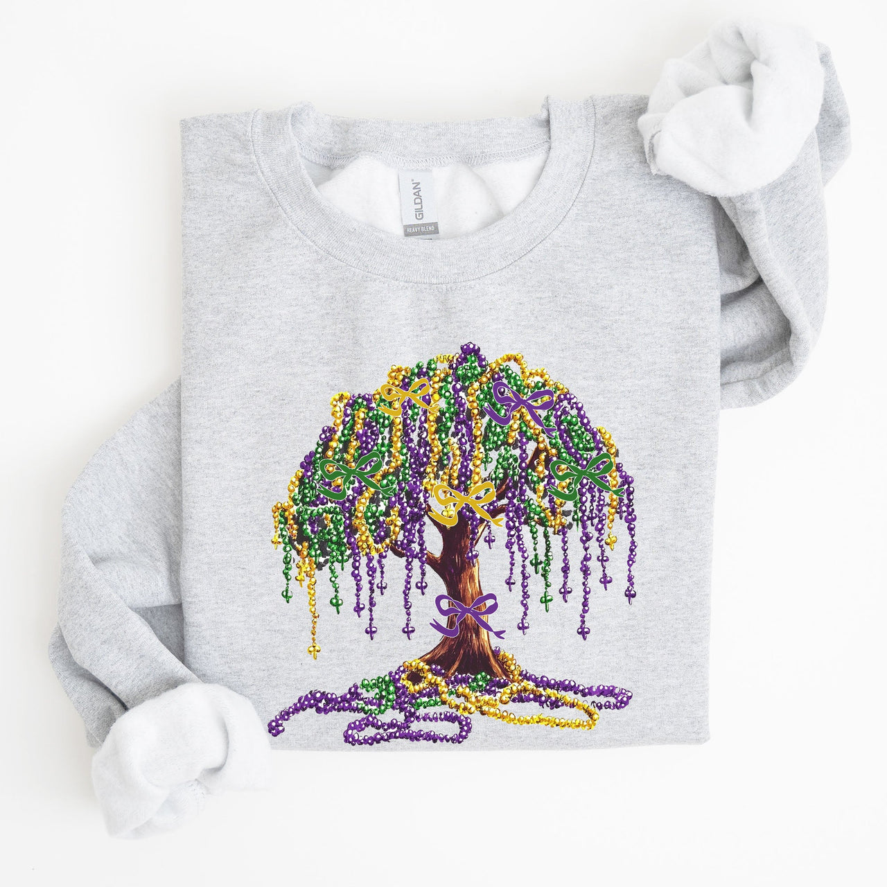 Mardi Gras Bead Tree Coquette Carnival Fleur de Lis Fat Tuesday Parade Sweatshirt