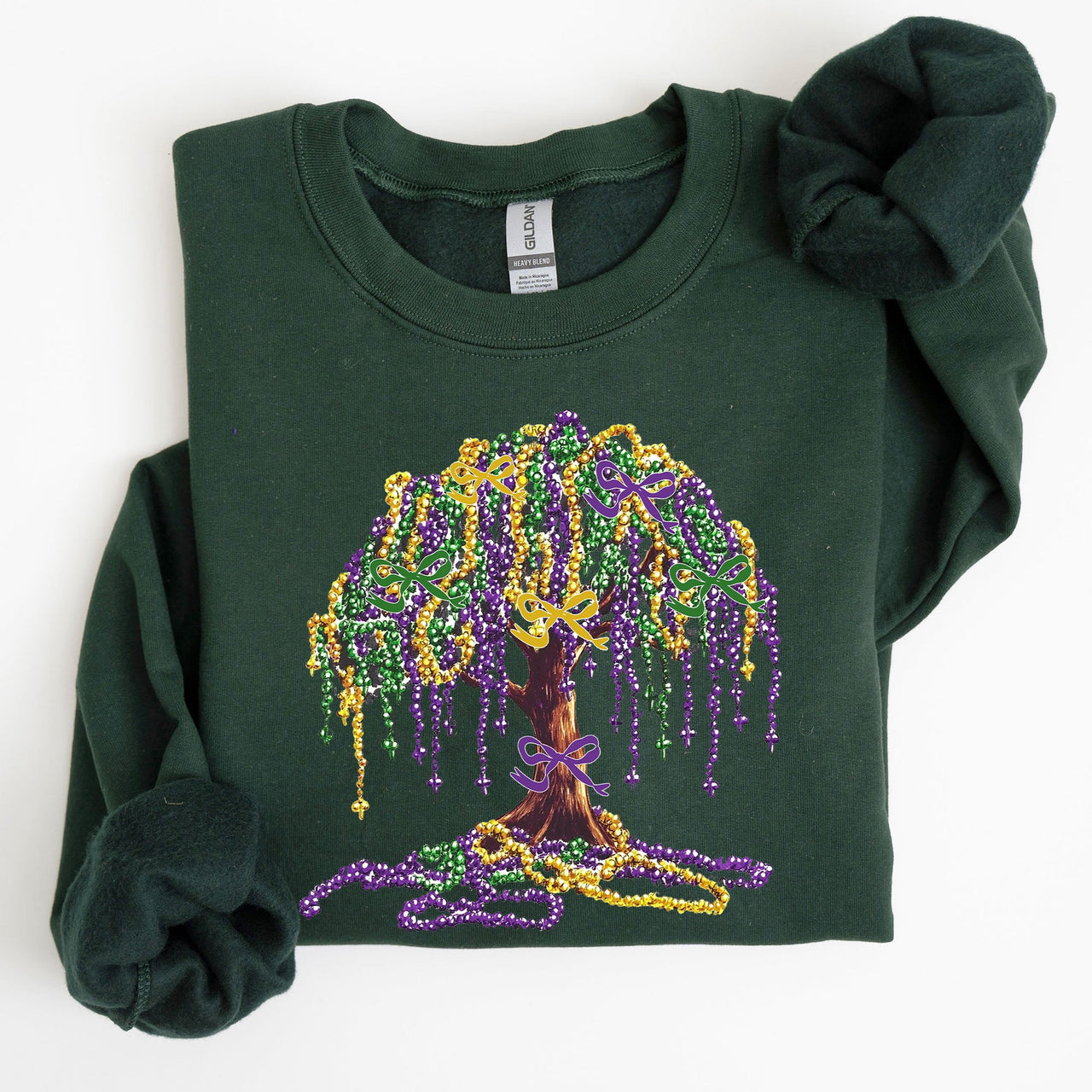 Mardi Gras Bead Tree Coquette Carnival Fleur de Lis Fat Tuesday Parade Sweatshirt