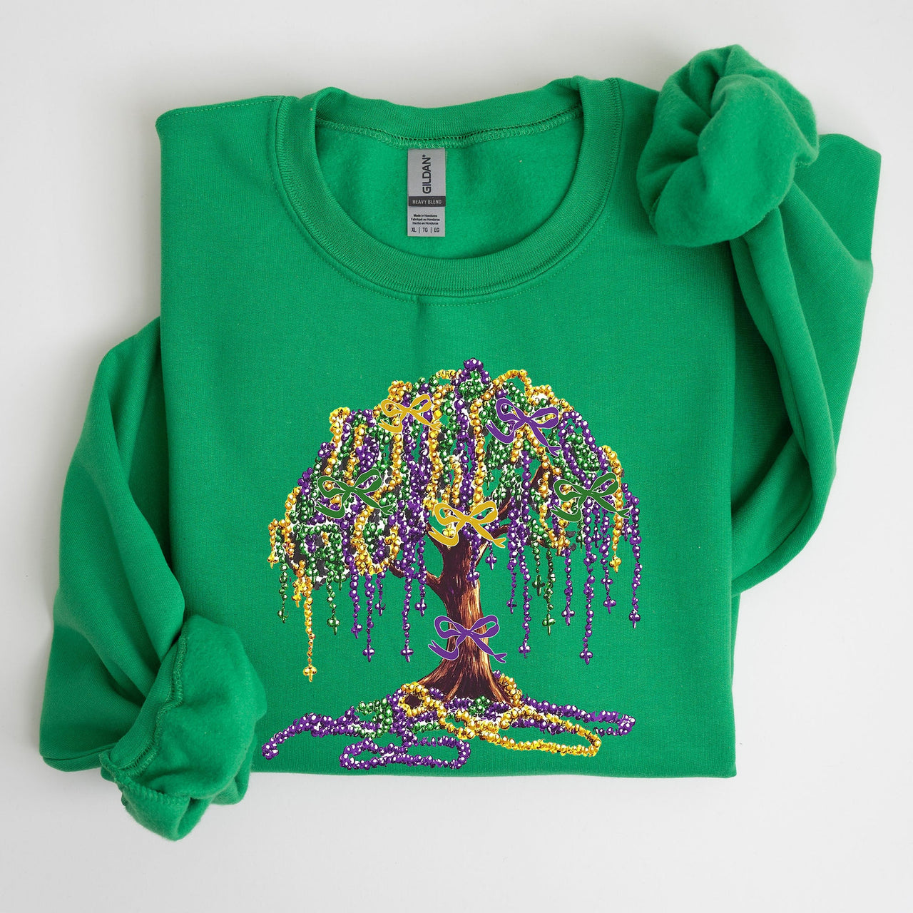 Mardi Gras Bead Tree Coquette Carnival Fleur de Lis Fat Tuesday Parade Sweatshirt
