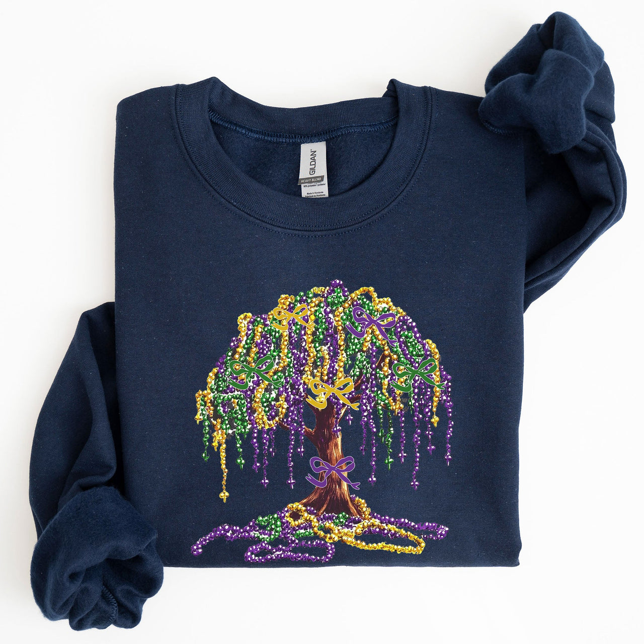 Mardi Gras Bead Tree Coquette Carnival Fleur de Lis Fat Tuesday Parade Sweatshirt