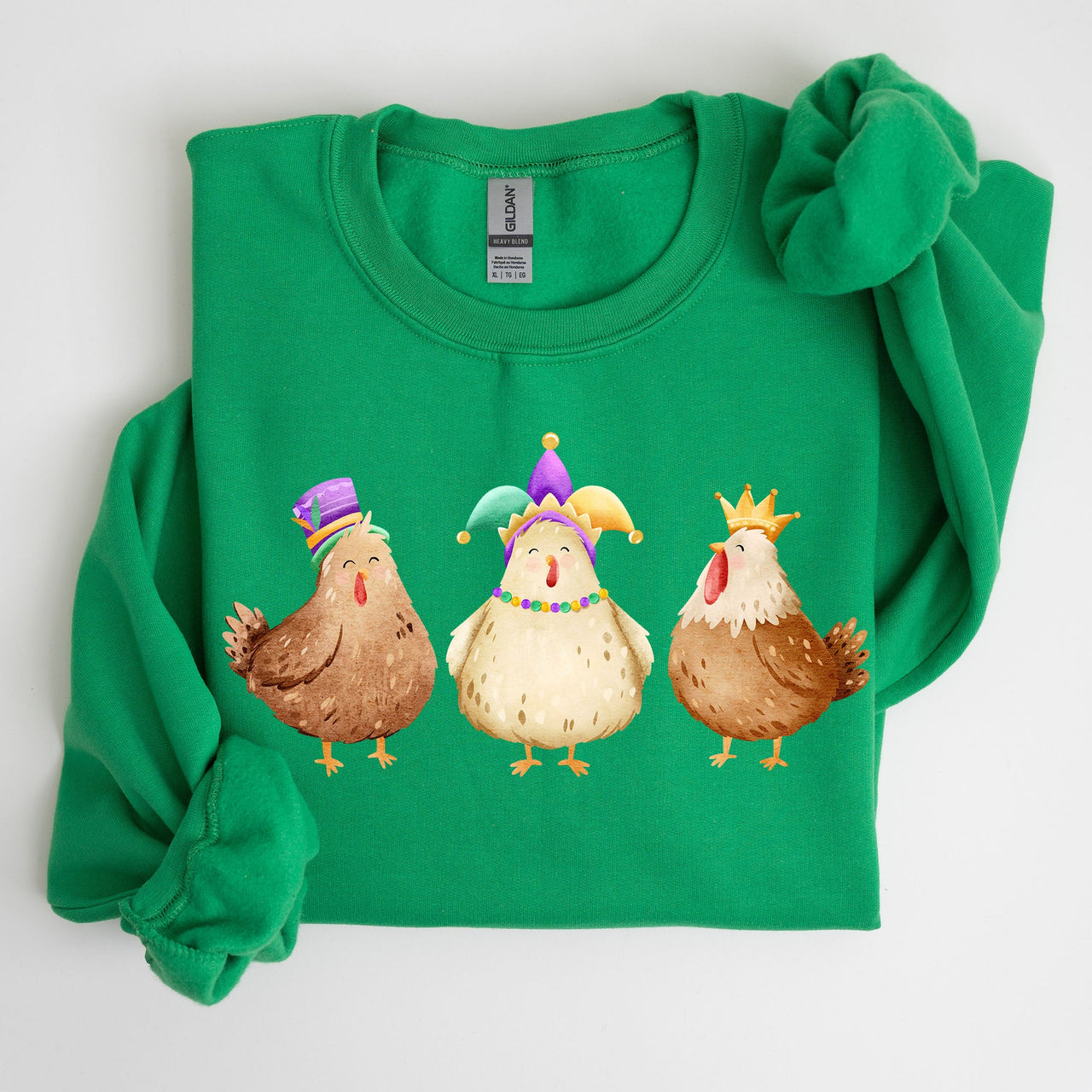 Mardi Gras Chickens Farm Carnival Fleur De Lis Fat Tuesday Parade Festival Sweatshirt