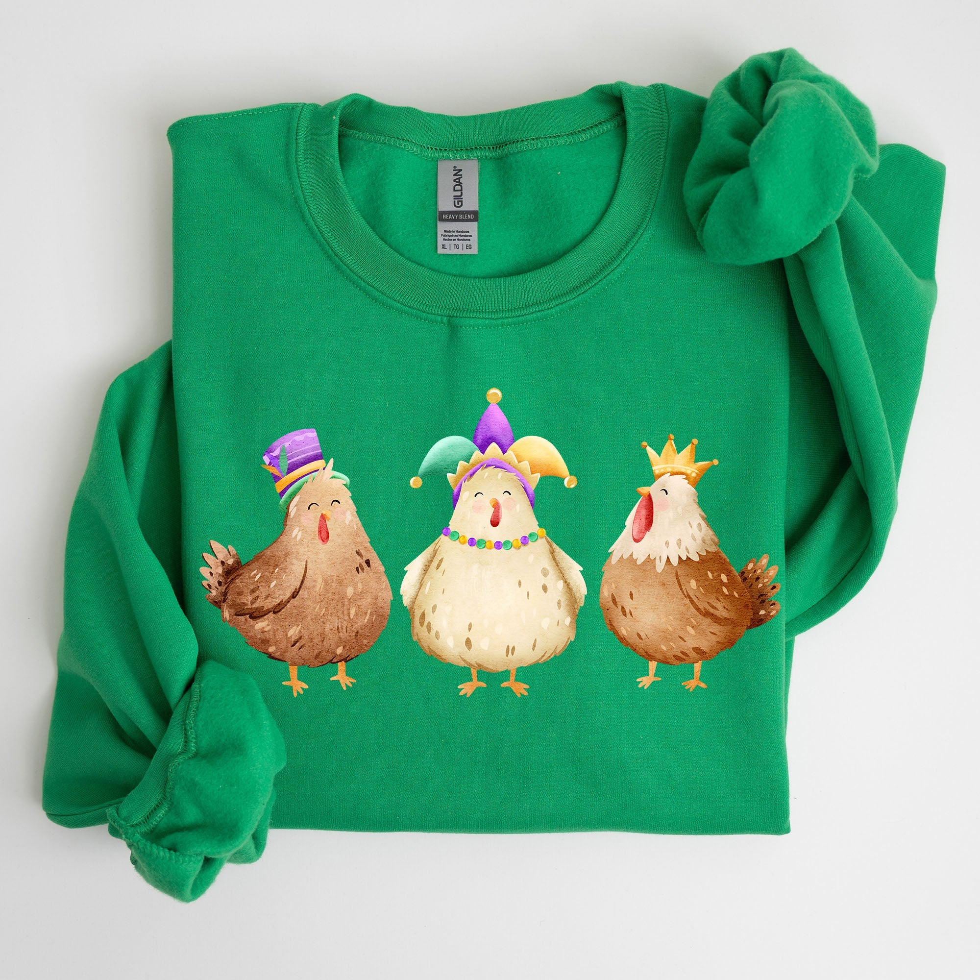 Mardi Gras Chickens Farm Carnival Fleur De Lis Fat Tuesday Parade Festival Sweatshirt