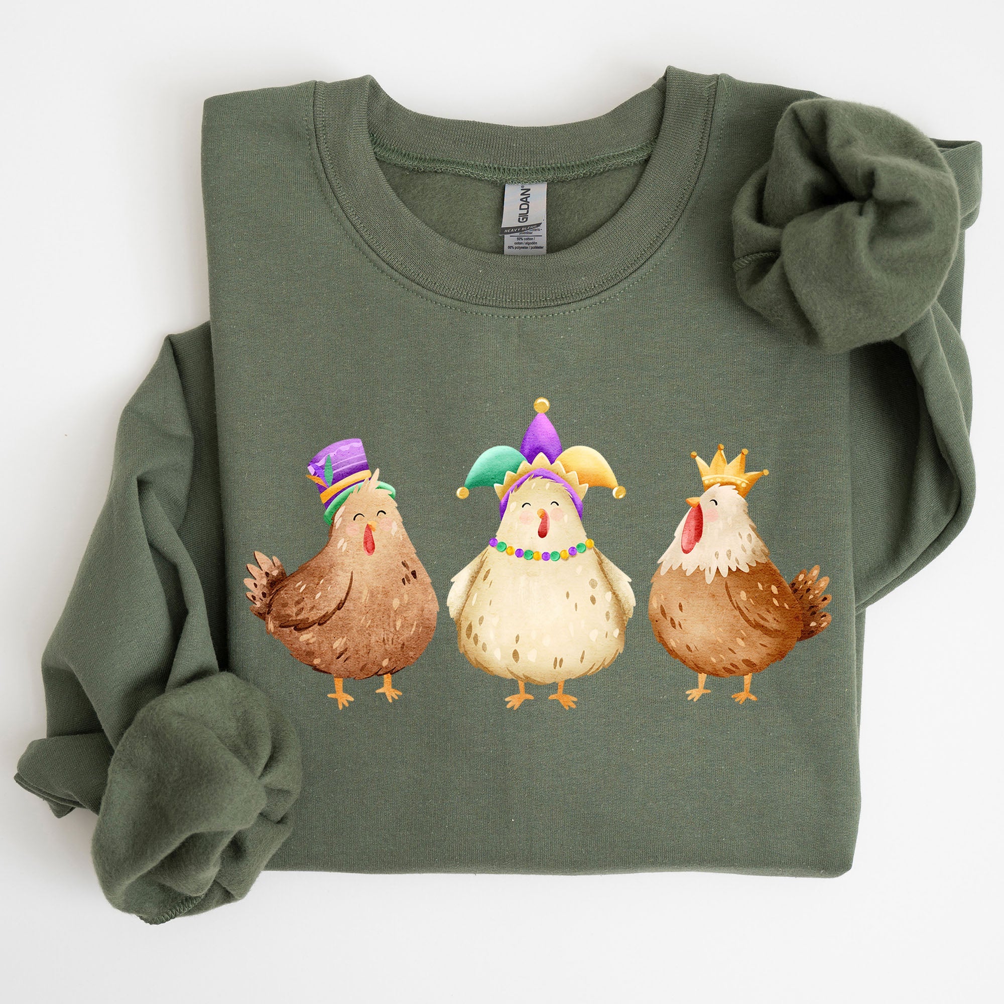 Mardi Gras Chickens Farm Carnival Fleur De Lis Fat Tuesday Parade Festival Sweatshirt