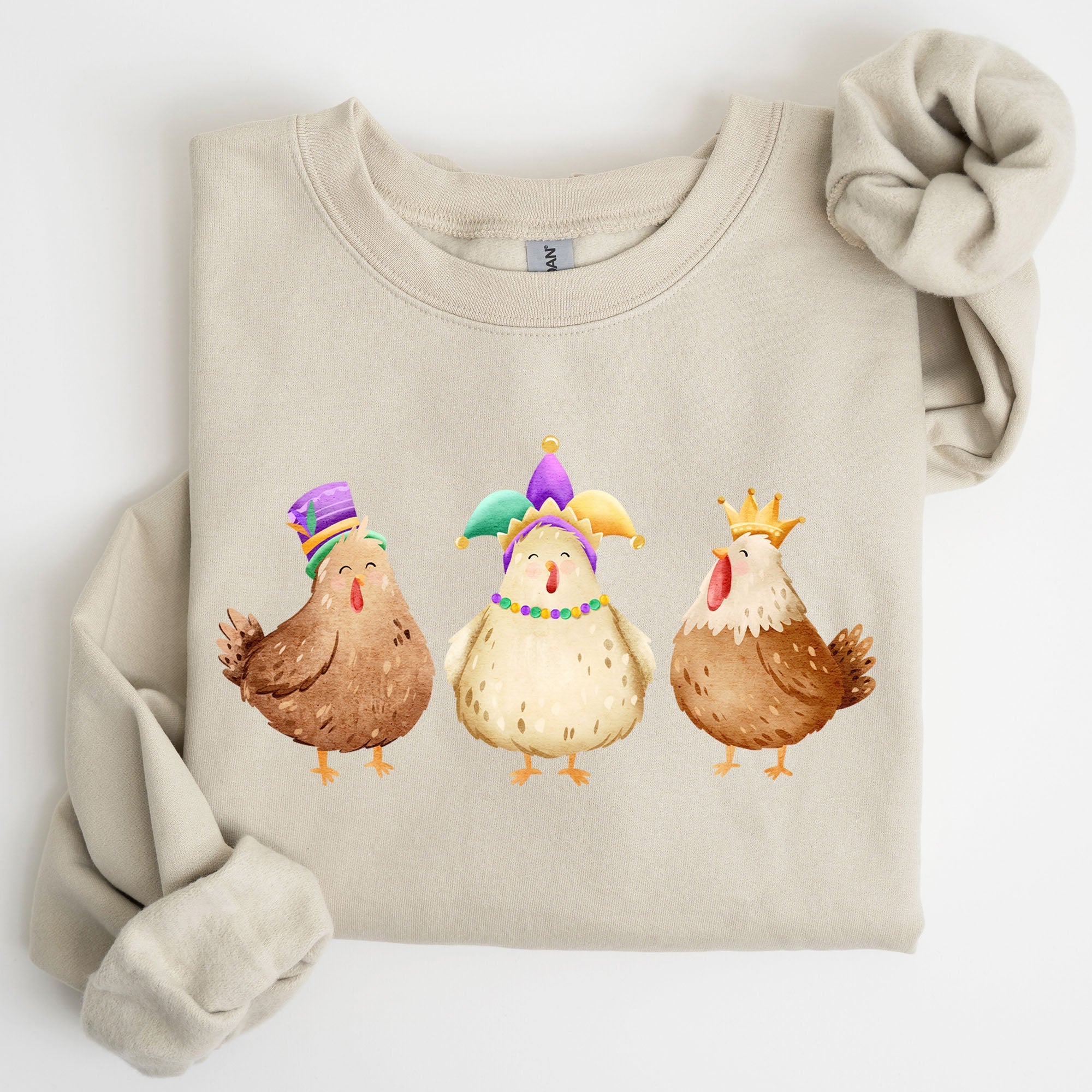 Mardi Gras Chickens Farm Carnival Fleur De Lis Fat Tuesday Parade Festival Sweatshirt