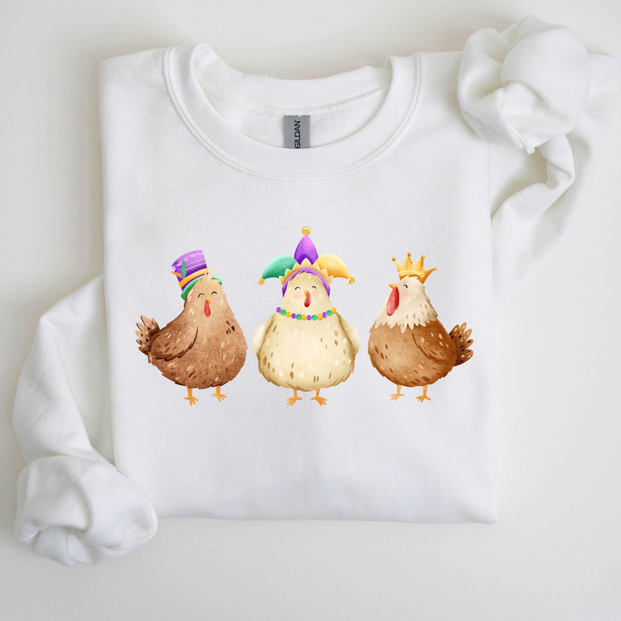 Mardi Gras Chickens Farm Carnival Fleur De Lis Fat Tuesday Parade Festival Sweatshirt